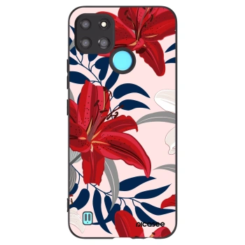 Picasee crna silikonska maskica za Realme C21Y - Red Lily