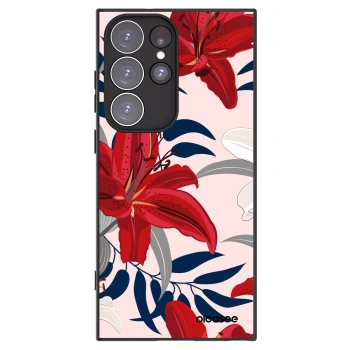Picasee crna silikonska maskica za Samsung Galaxy S23 Ultra 5G - Red Lily