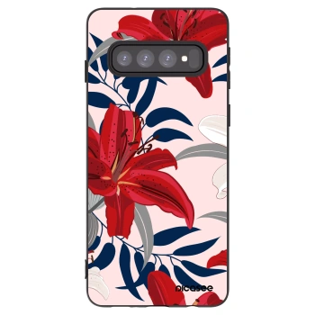 Picasee crna silikonska maskica za Samsung Galaxy S10 G973 - Red Lily