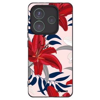 Picasee crna silikonska maskica za Xiaomi Redmi Note 14 5G - Red Lily