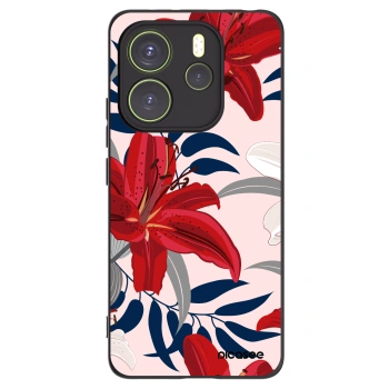 Picasee crna silikonska maskica za Xiaomi Redmi Note 14 4G - Red Lily