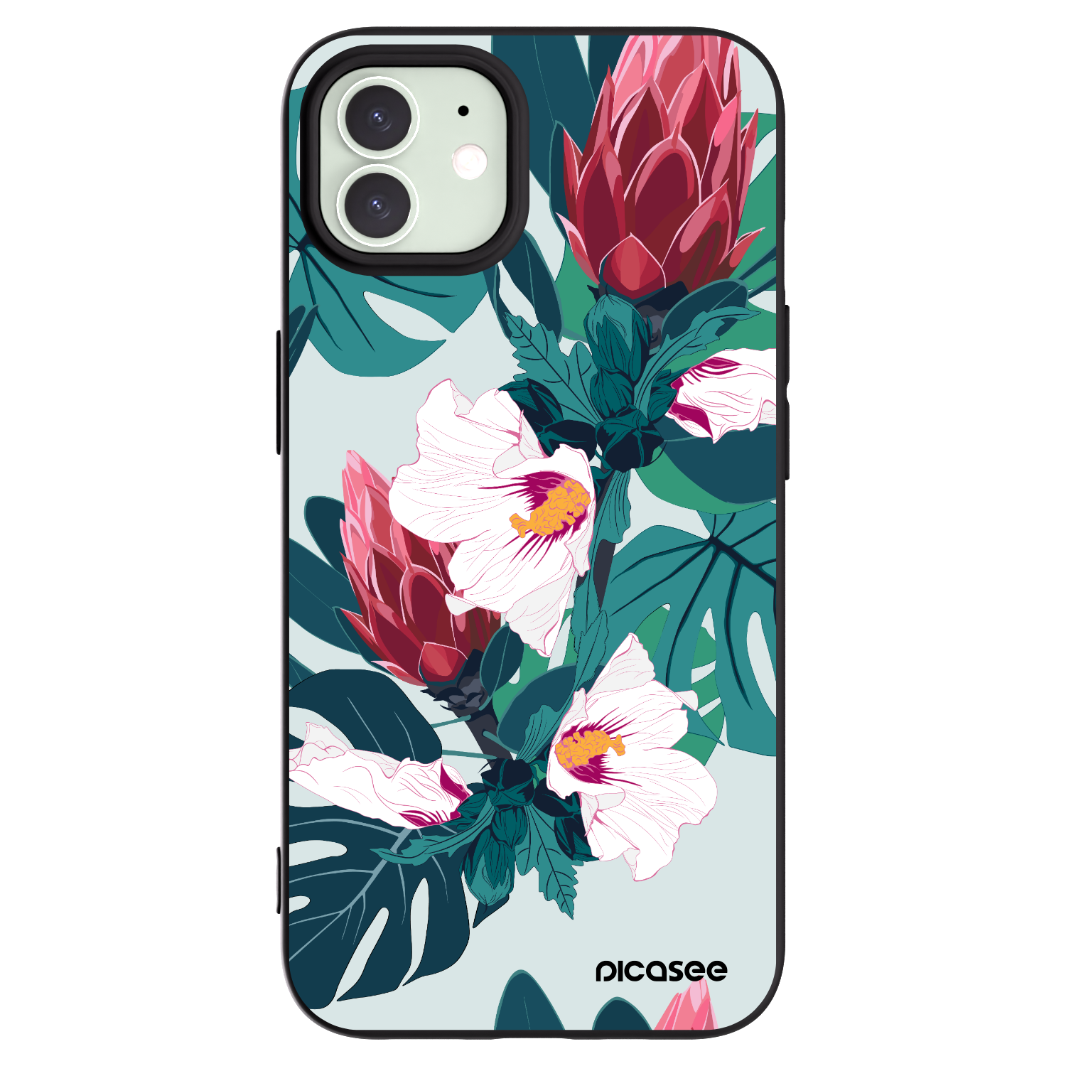 Picasee crna silikonska maskica za Apple iPhone 12 Pro - Rhododendron