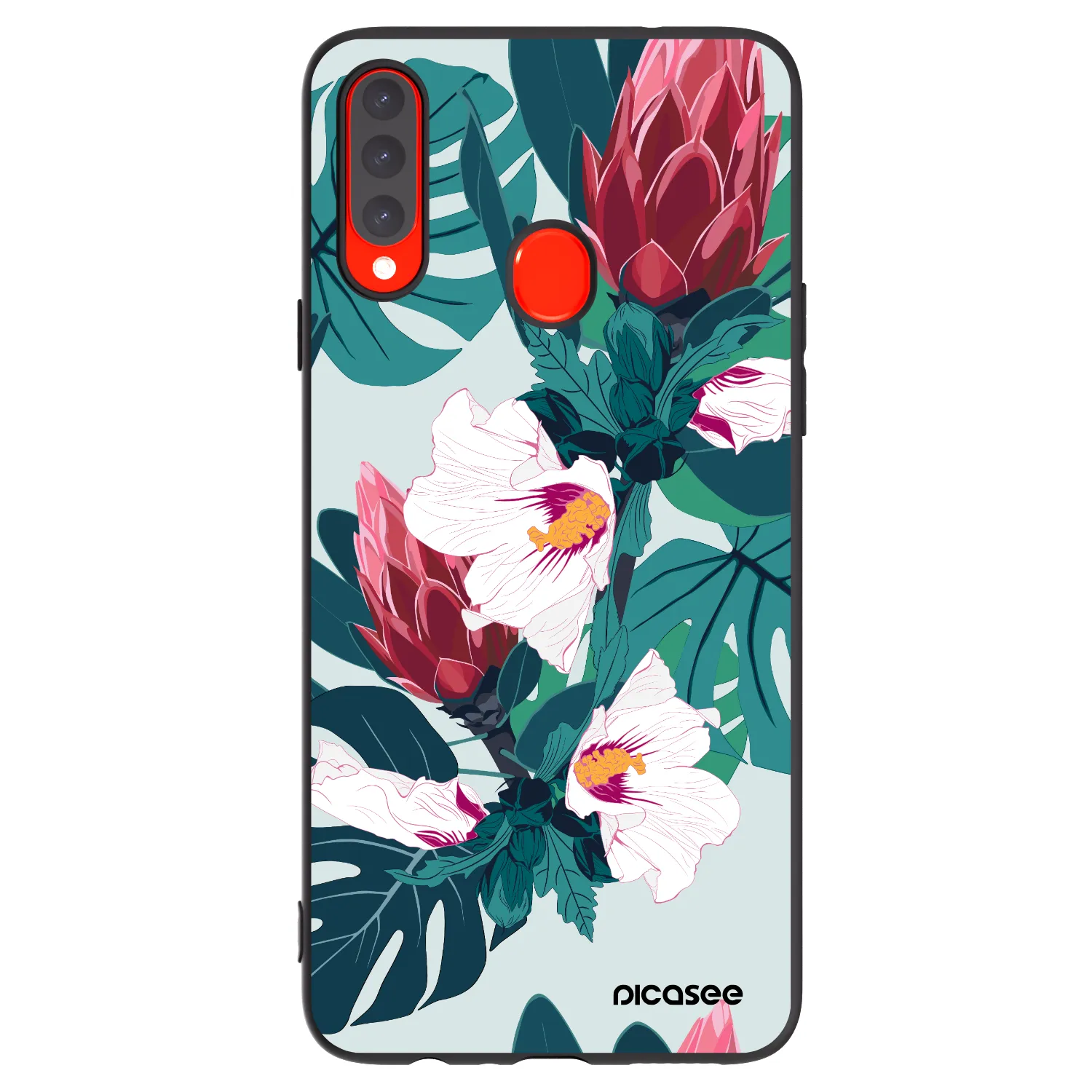 Picasee crna silikonska maskica za Samsung Galaxy A20s - Rhododendron