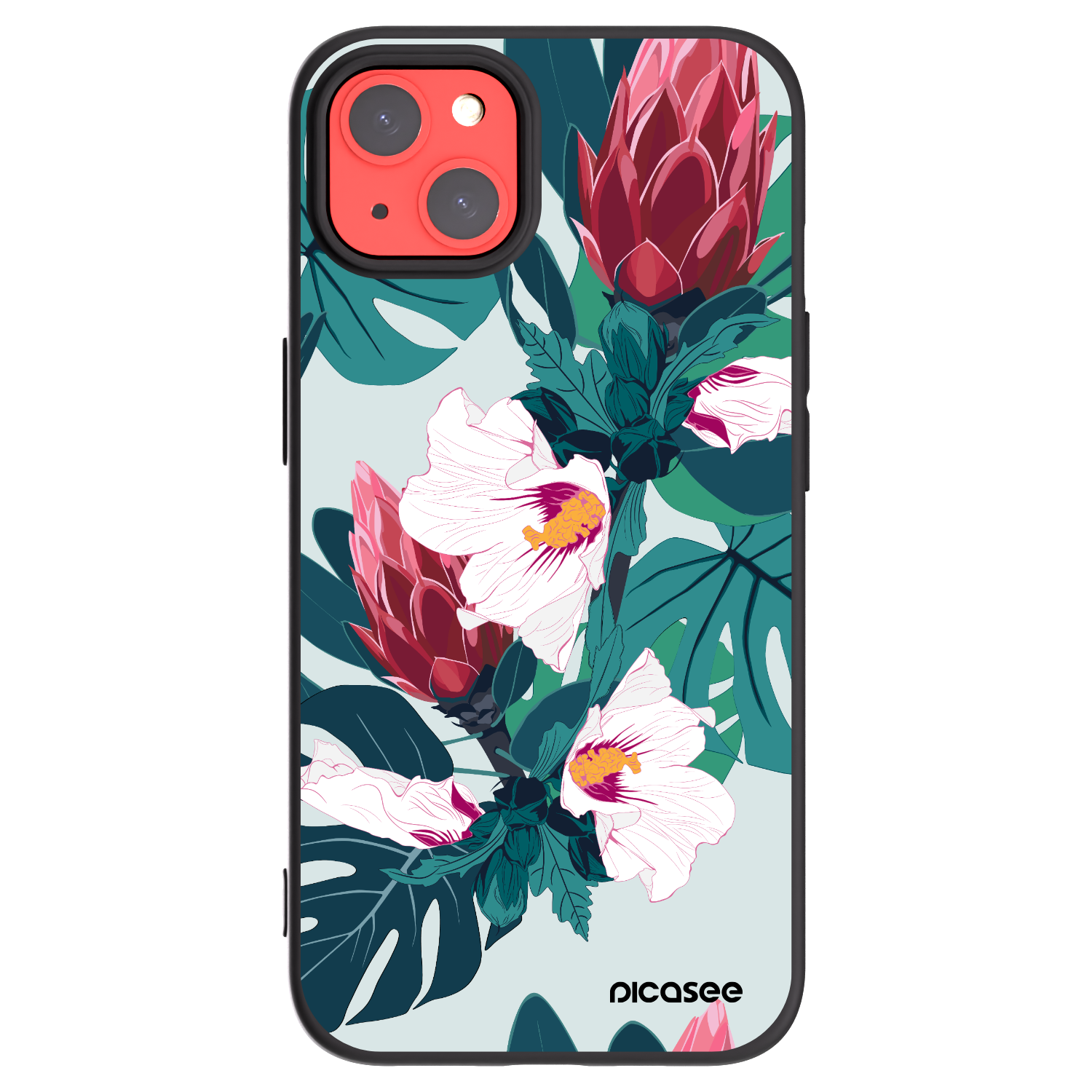 Picasee crna silikonska maskica za Apple iPhone 13 - Rhododendron