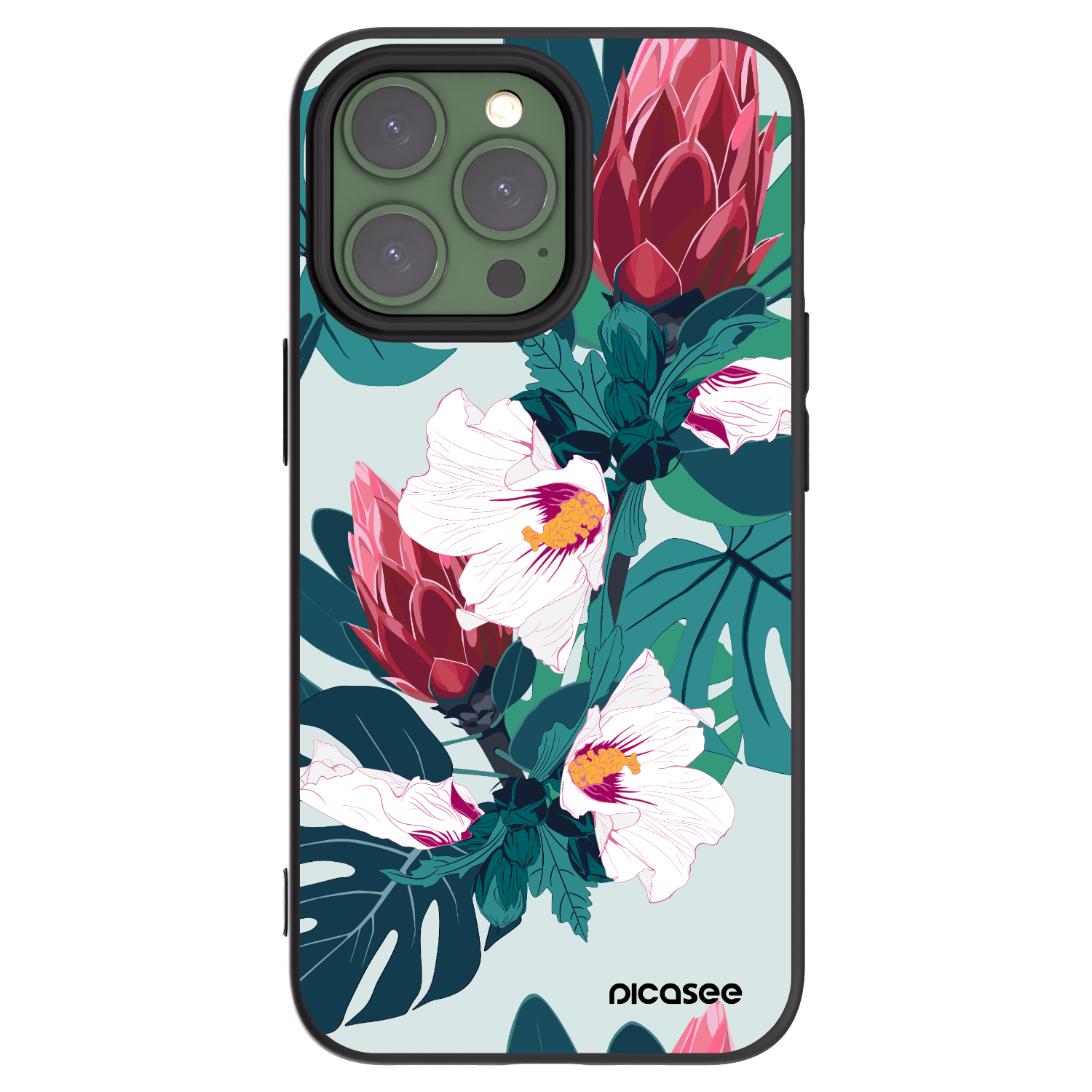 Picasee crna silikonska maskica za Apple iPhone 13 Pro - Rhododendron