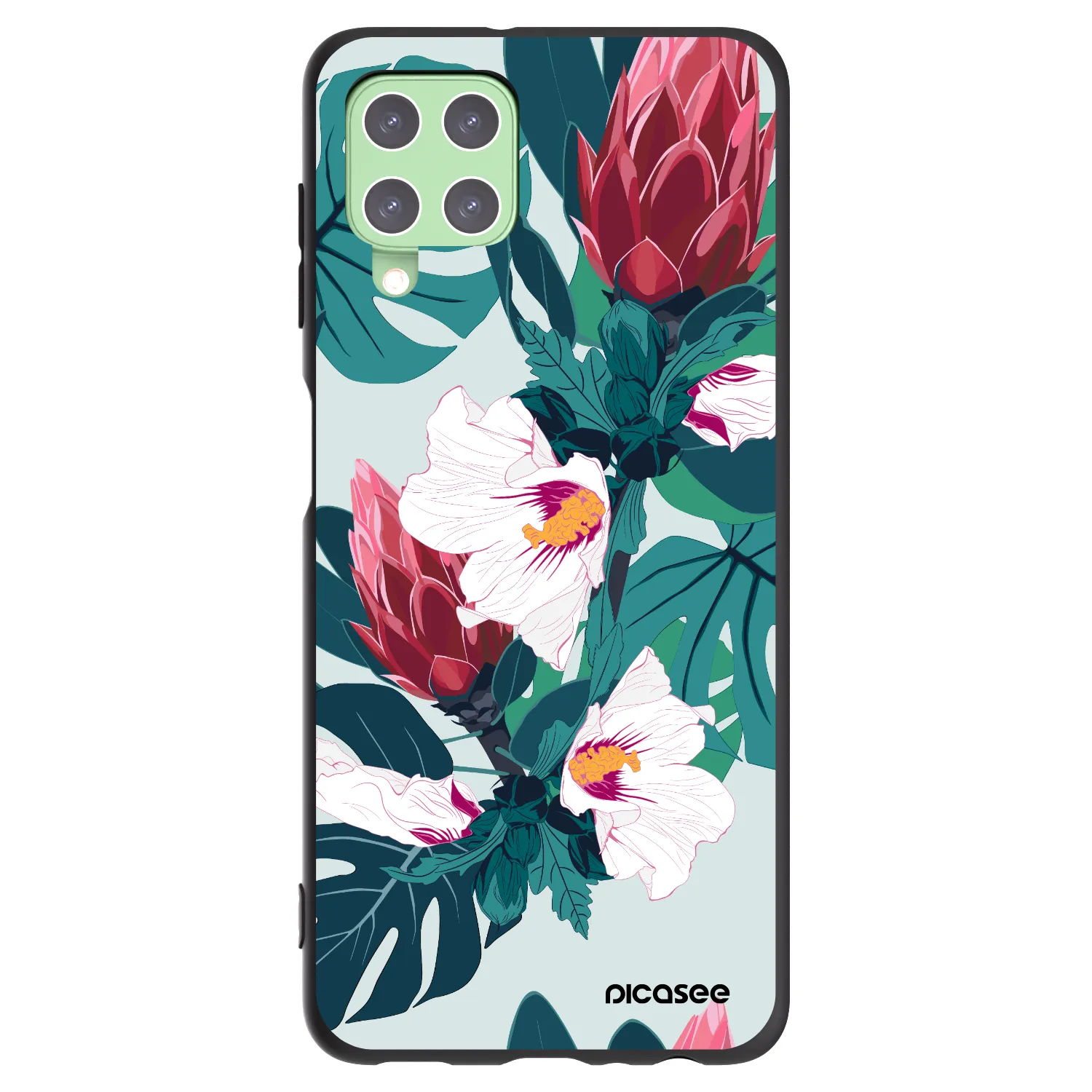Picasee crna silikonska maskica za Samsung Galaxy A22 A225F 4G - Rhododendron
