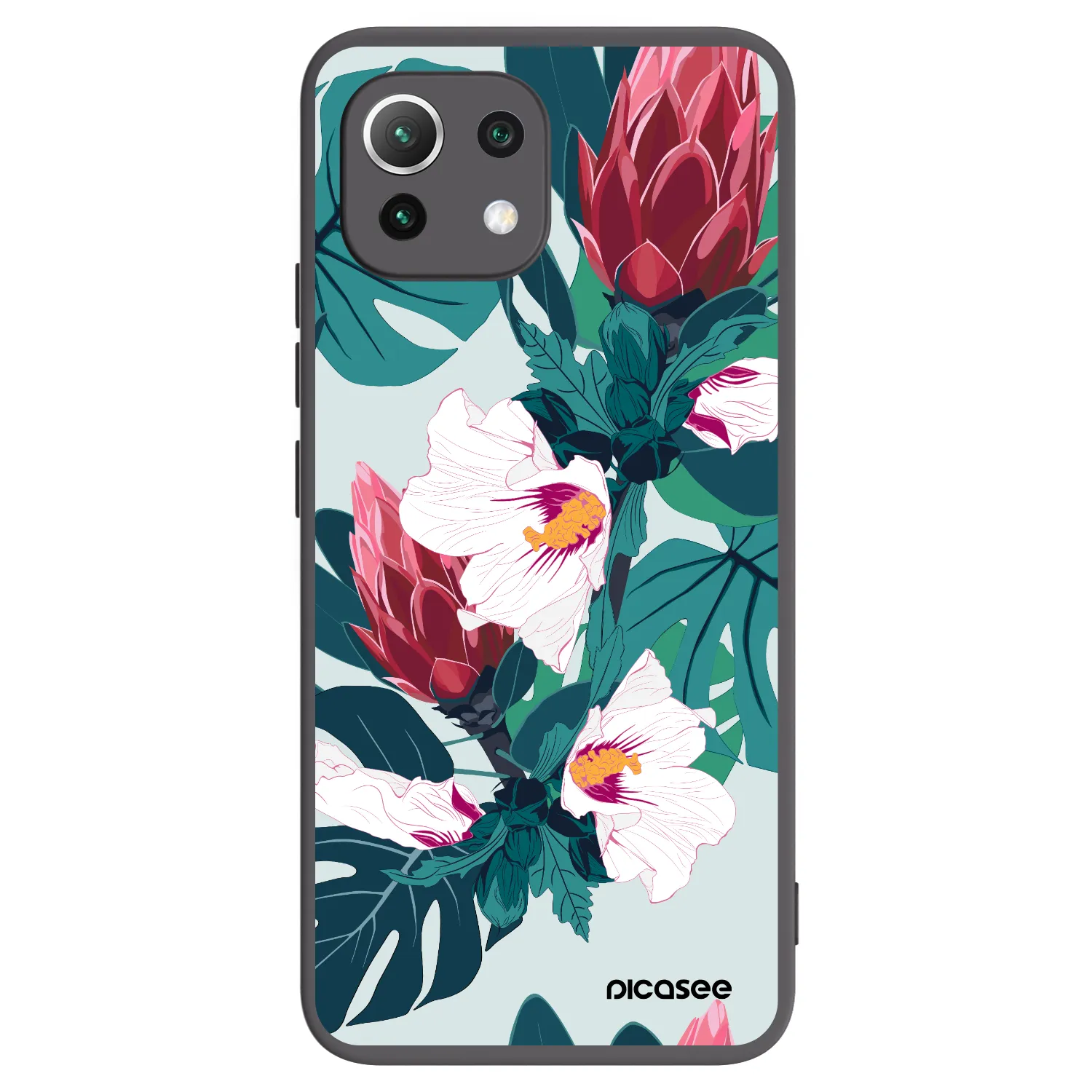 Picasee crna silikonska maskica za Xiaomi 11 Lite 5G NE - Rhododendron