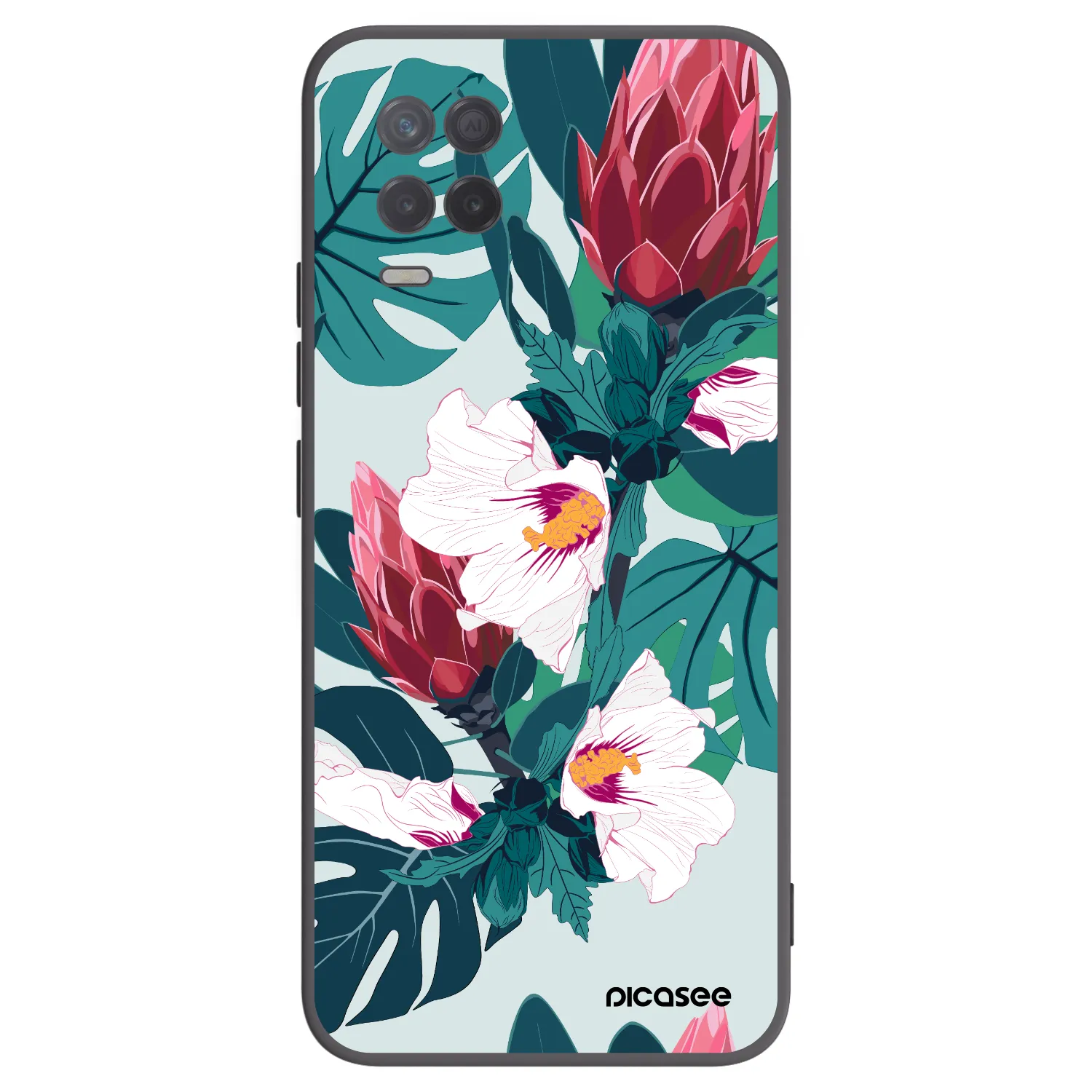 Picasee crna silikonska maskica za Realme 8 5G - Rhododendron