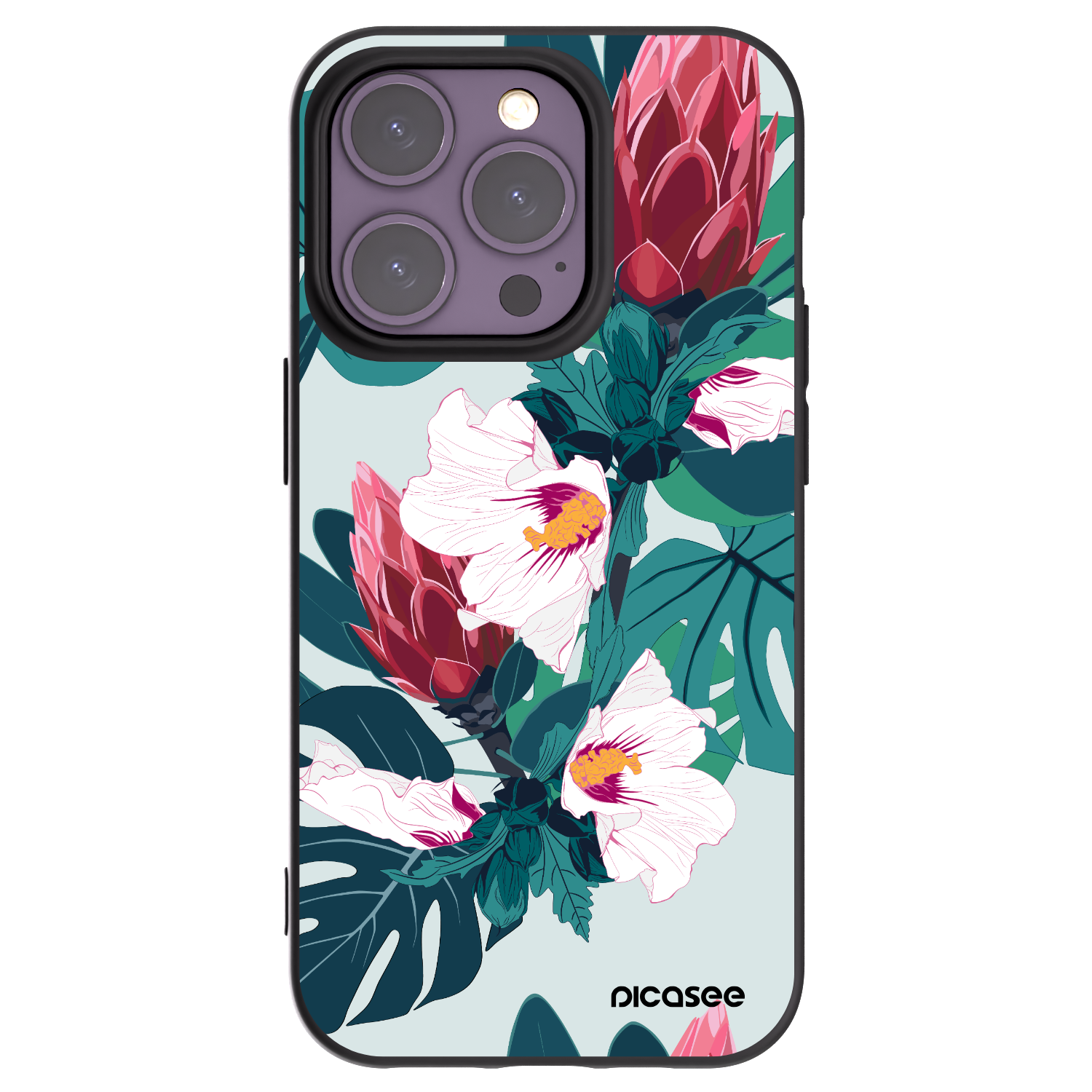 Picasee crna silikonska maskica za Apple iPhone 14 Pro - Rhododendron