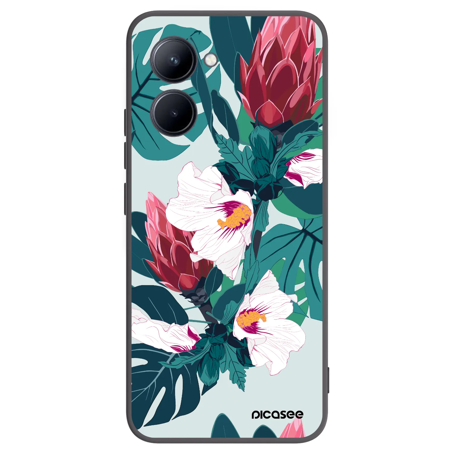 Picasee crna silikonska maskica za Realme C33 (2023) - Rhododendron