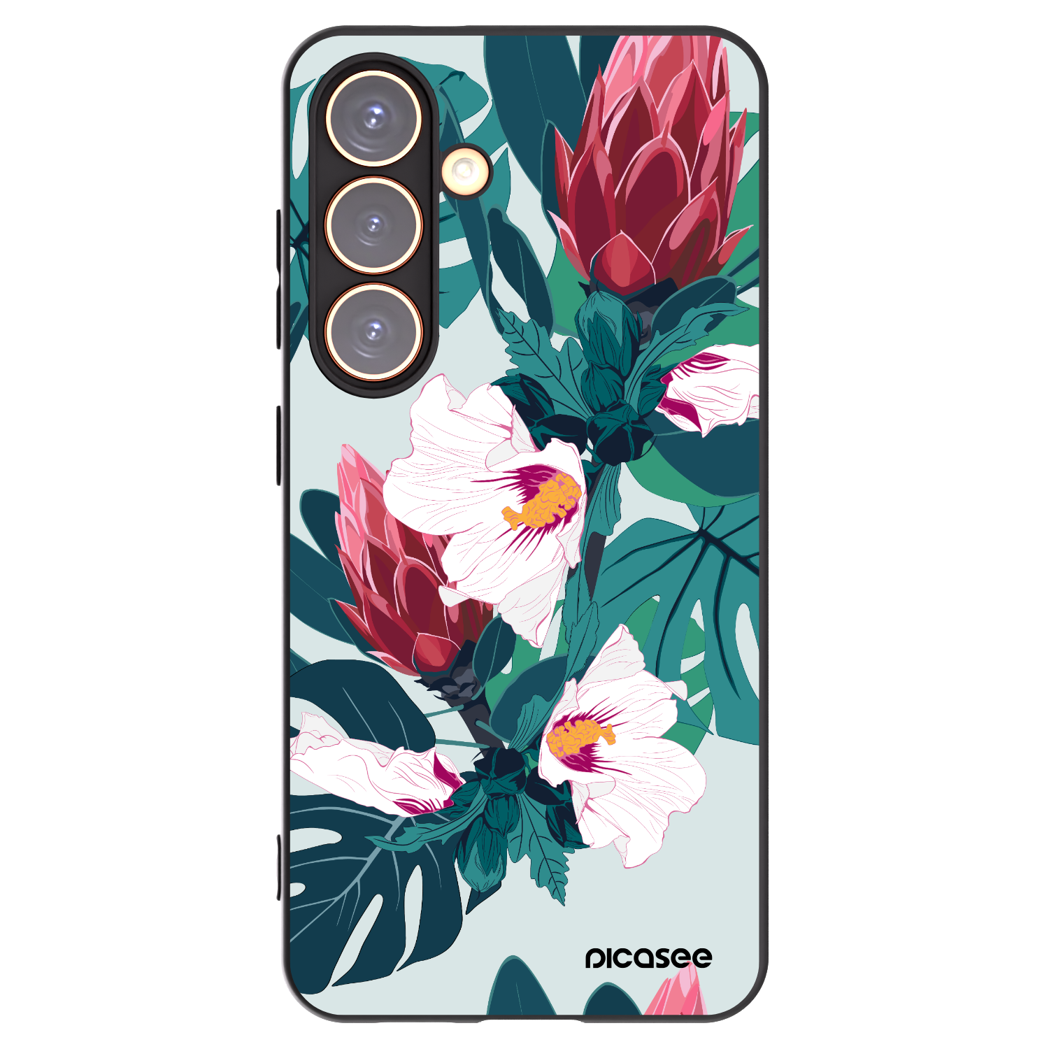 Picasee crna silikonska maskica za Samsung Galaxy S24 S921B 5G - Rhododendron