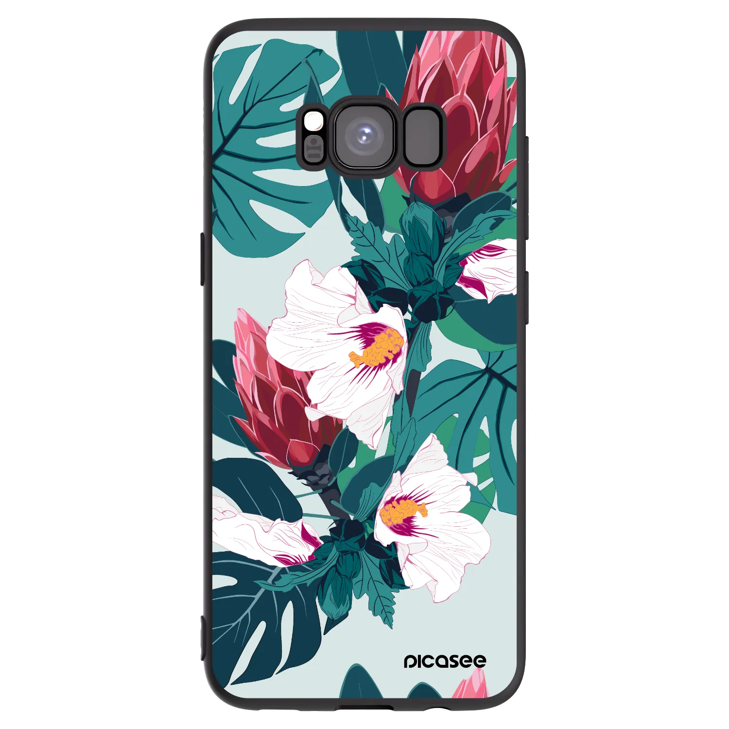 Picasee crna silikonska maskica za Samsung Galaxy S8 G950F - Rhododendron