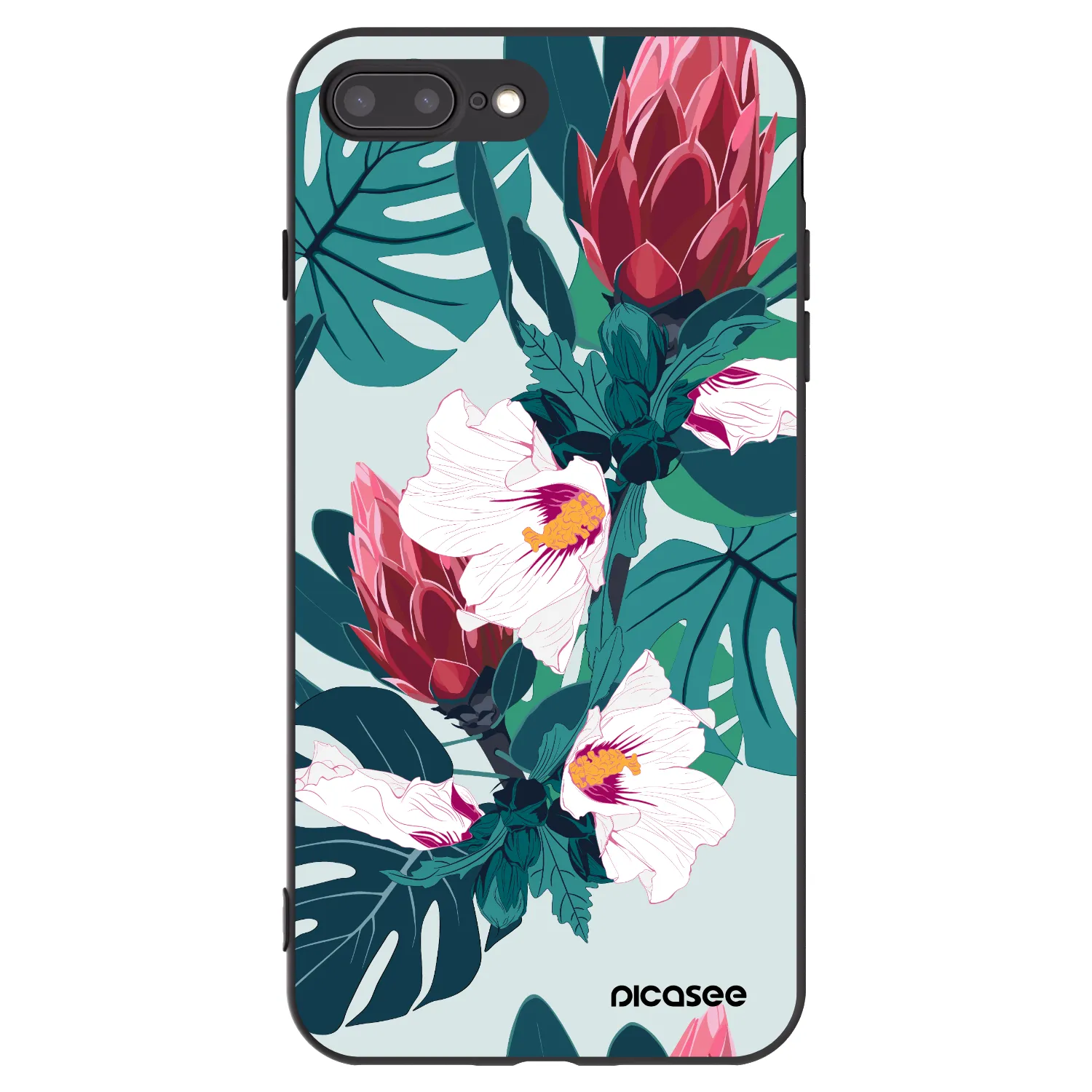 Picasee crna silikonska maskica za Apple iPhone 7 Plus - Rhododendron