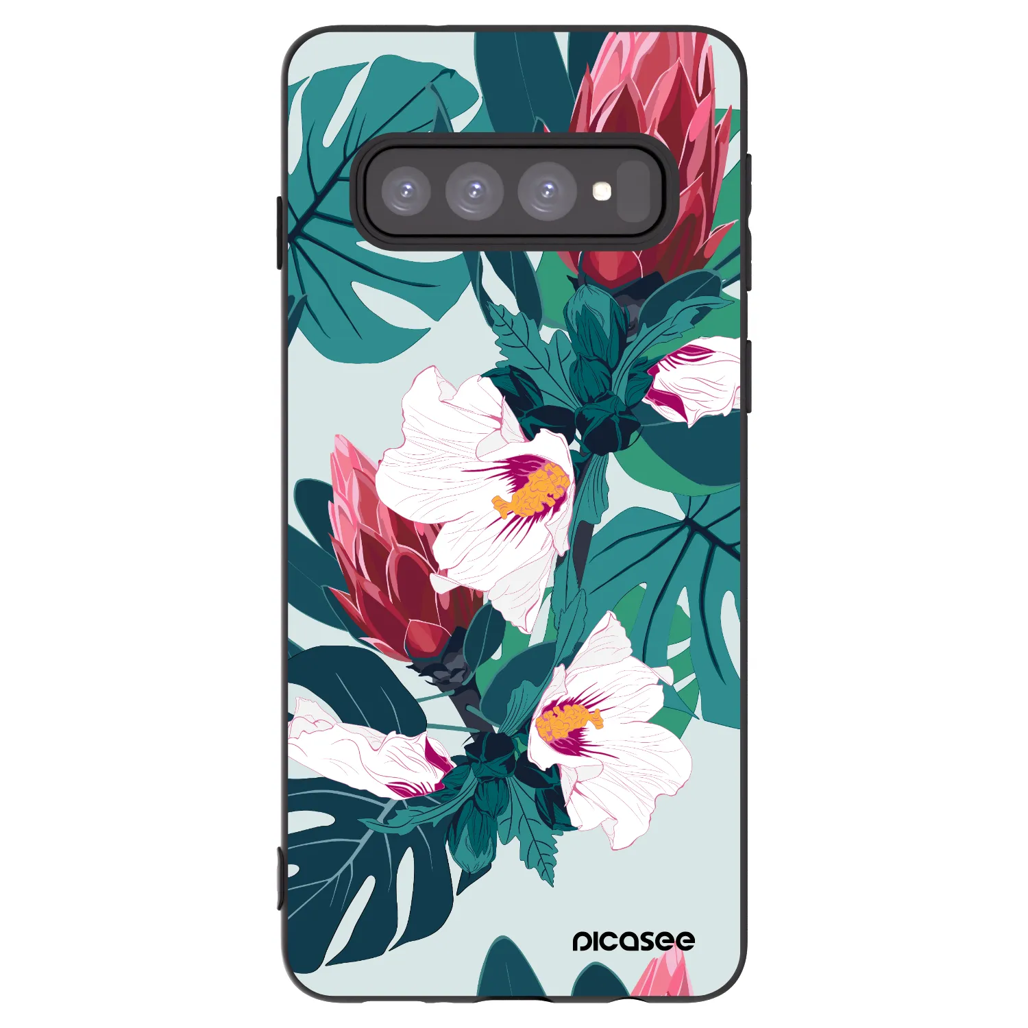 Picasee crna silikonska maskica za Samsung Galaxy S10 G973 - Rhododendron