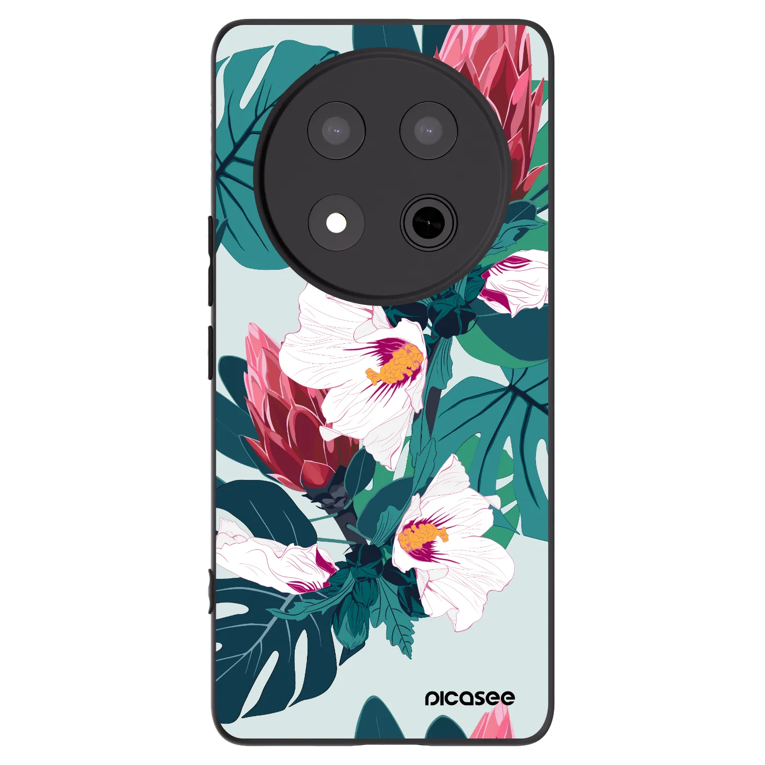 Picasee crna silikonska maskica za Honor Magic7 Lite 5G - Rhododendron