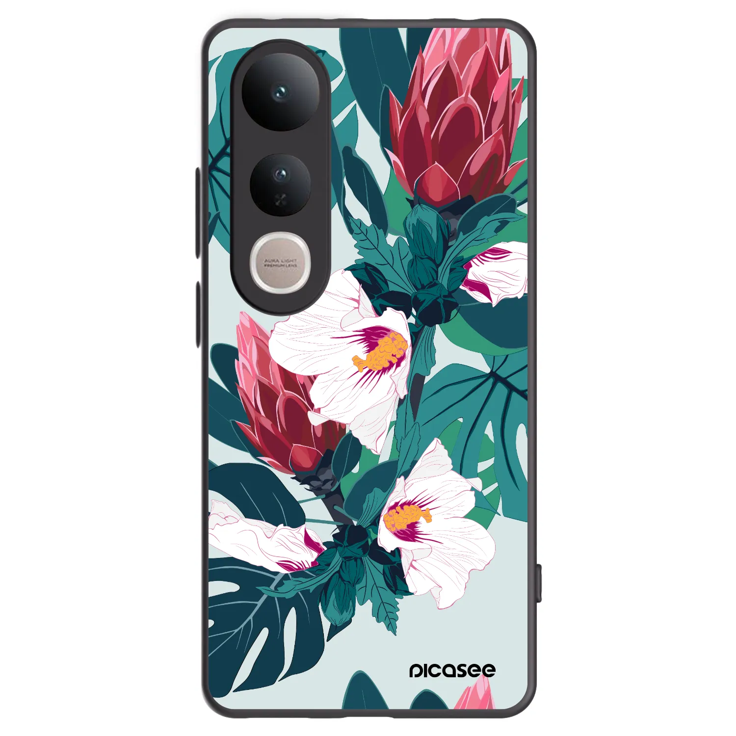 Picasee crna silikonska maskica za Vivo V50 Lite 5G - Rhododendron