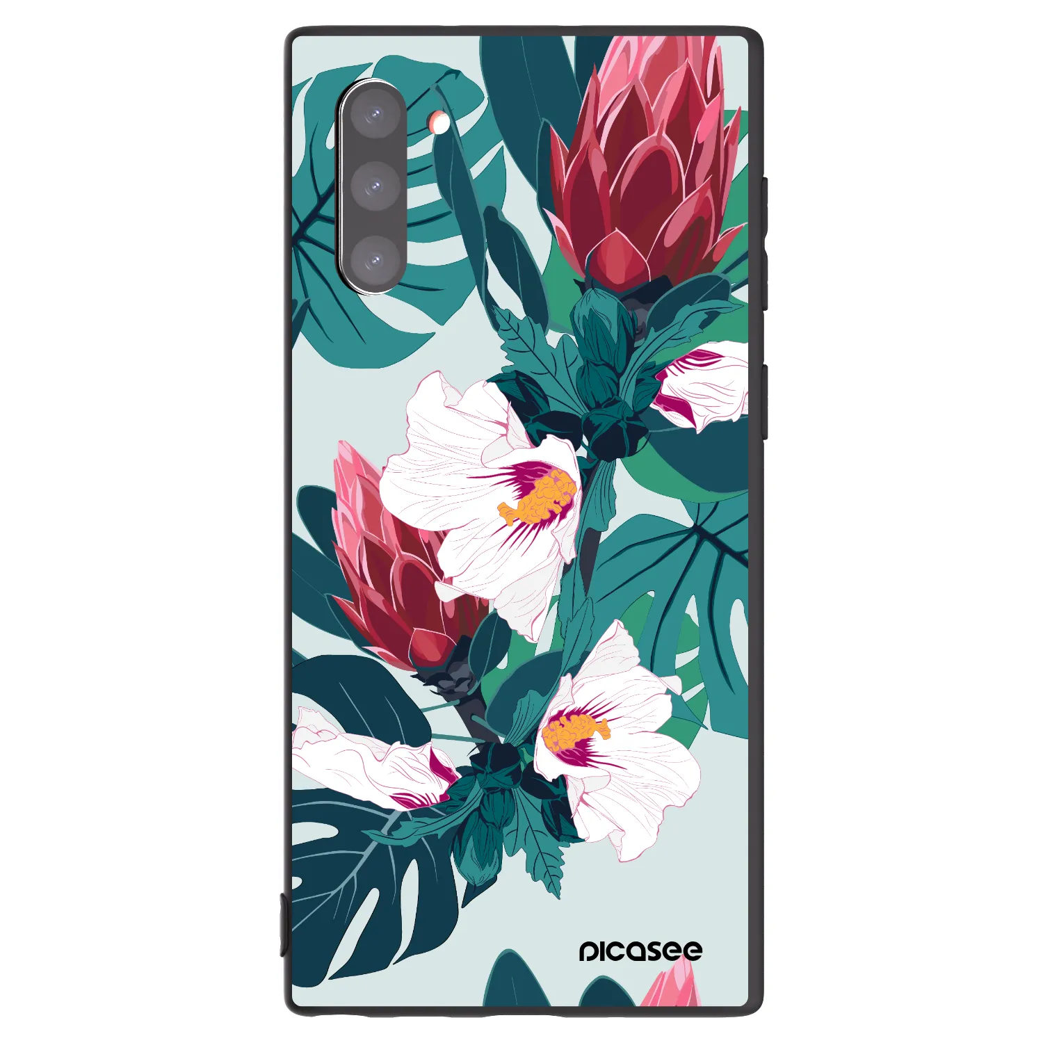 Picasee crna silikonska maskica za Samsung Galaxy Note 10 N970F - Rhododendron