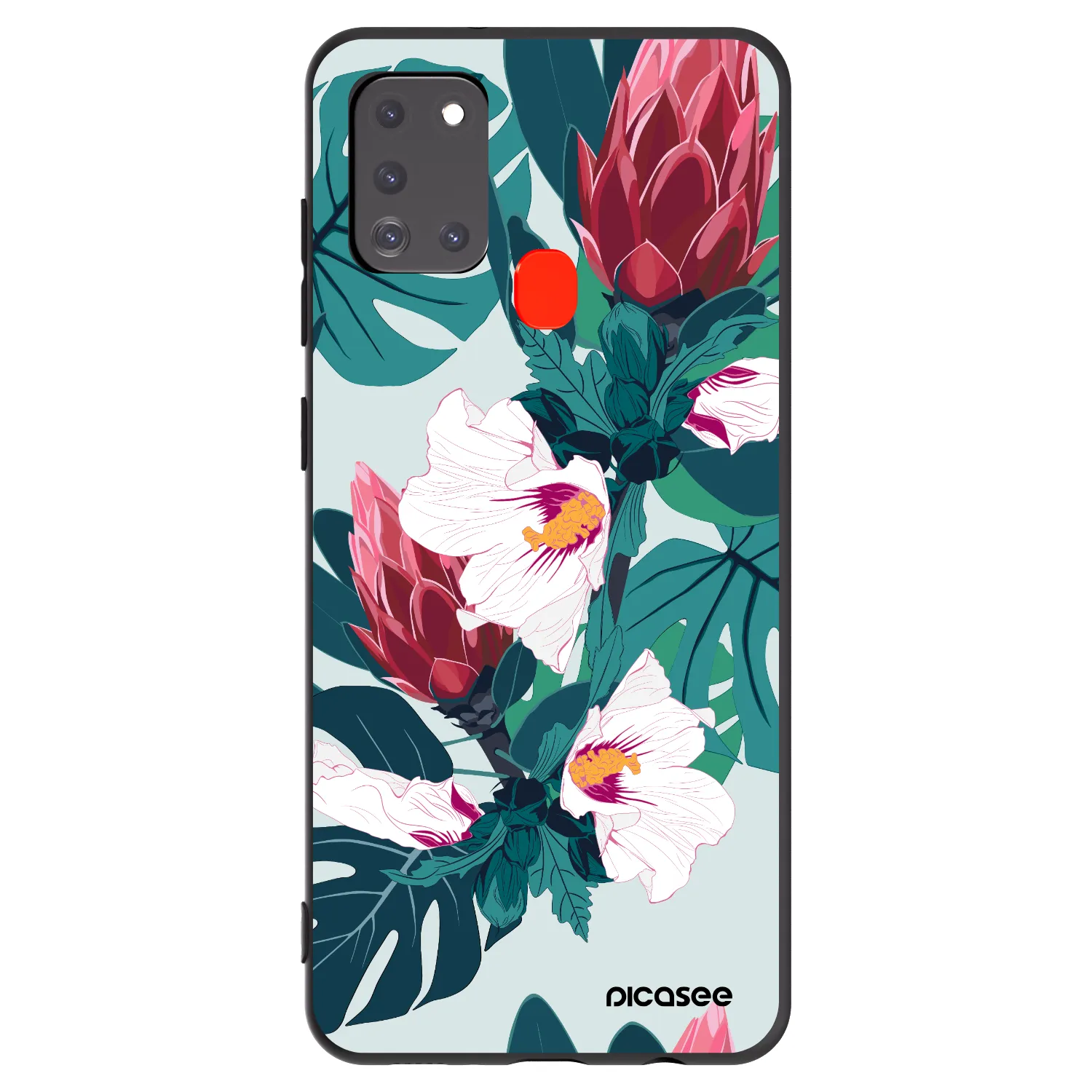 Picasee crna silikonska maskica za Samsung Galaxy A21s - Rhododendron