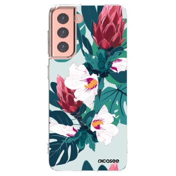 Picasee silikonska prozirna maskica za Samsung Galaxy S21 5G G991B - Rhododendron