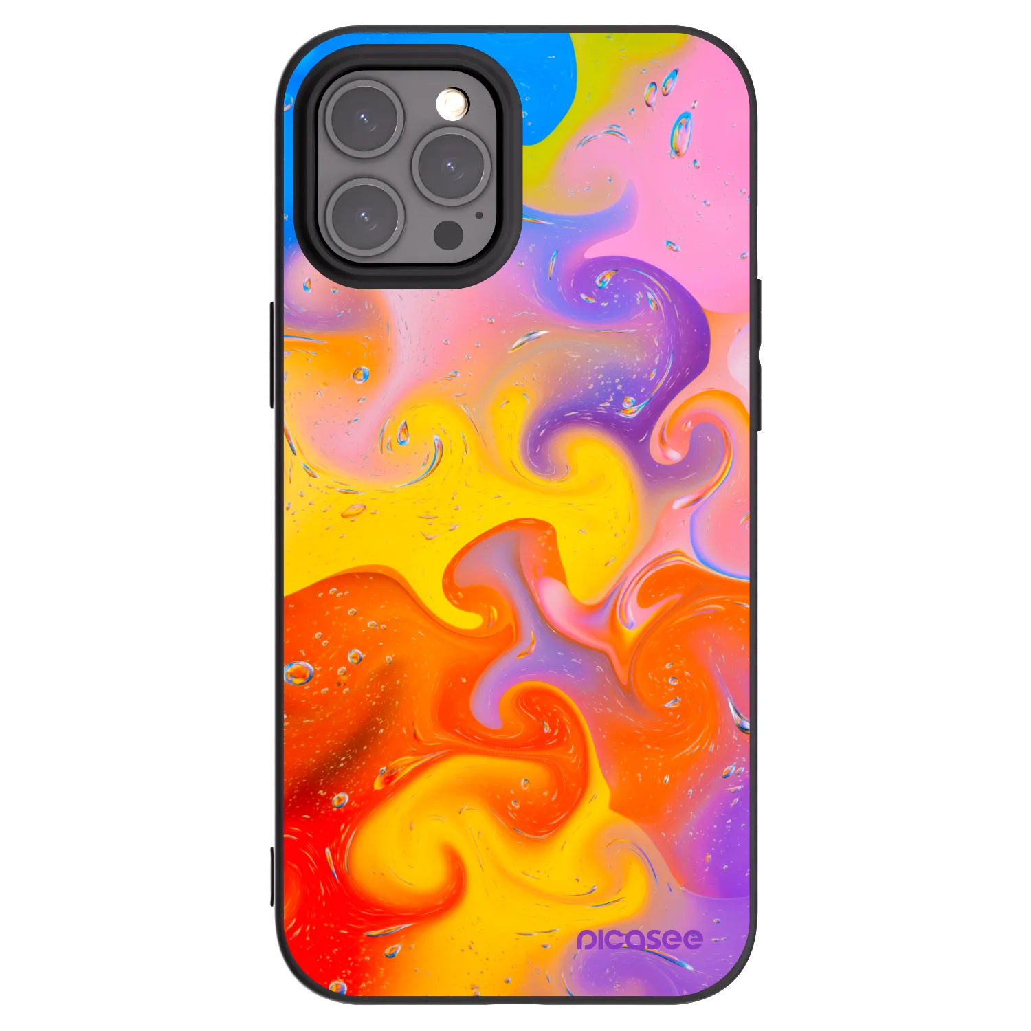 Picasee crna silikonska maskica za Apple iPhone 12 Pro Max - Bubbles