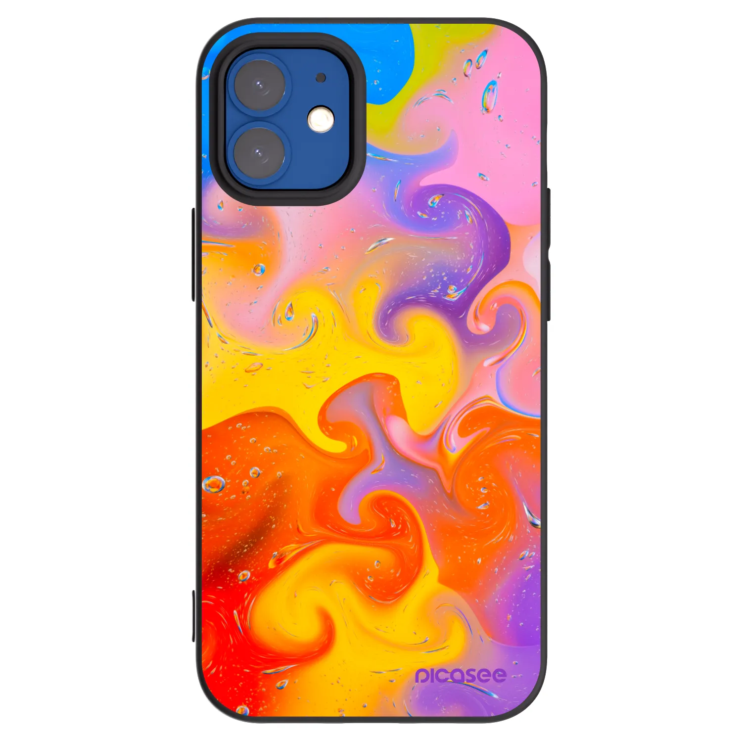 Picasee crna silikonska maskica za Apple iPhone 12 mini - Bubbles