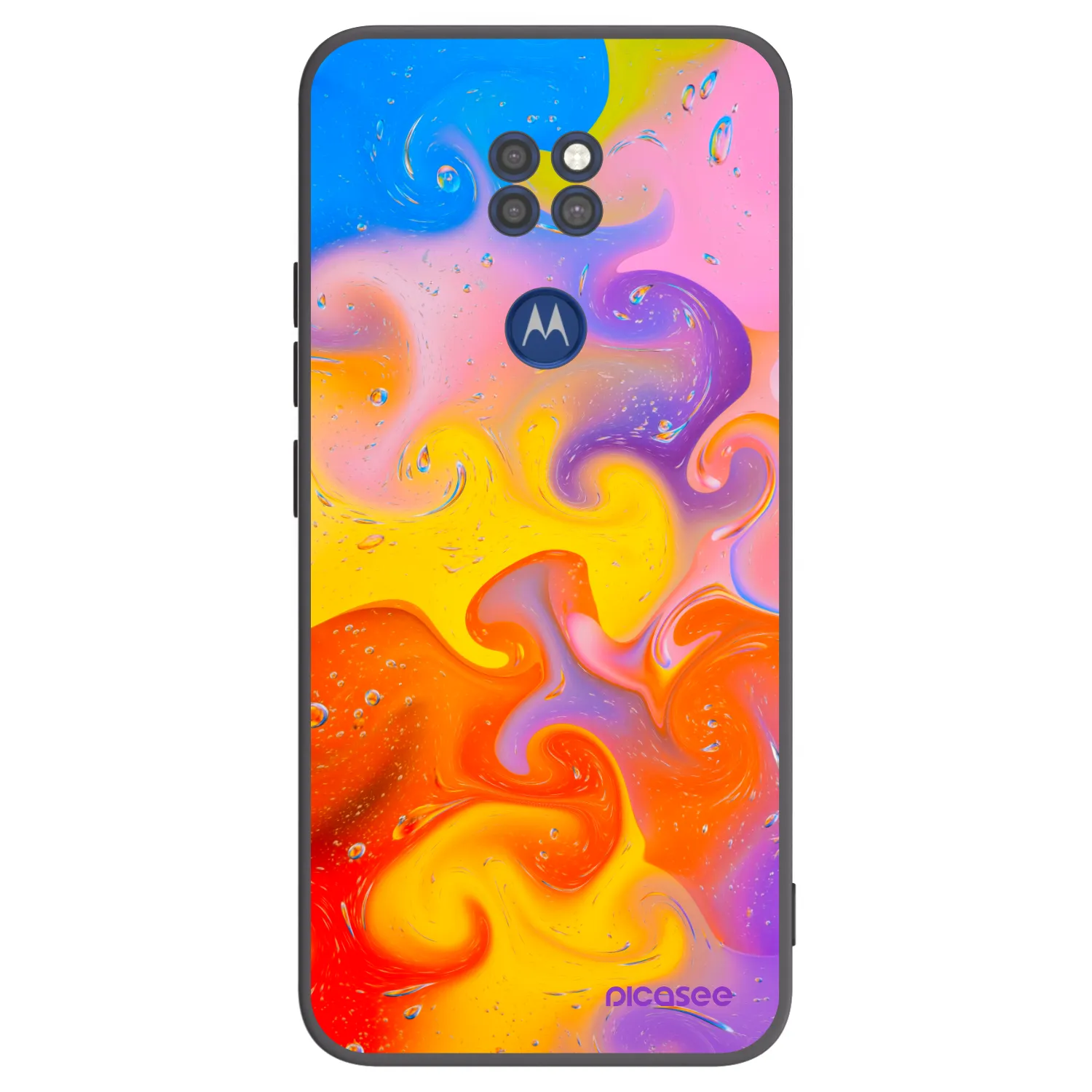 Picasee crna silikonska maskica za Motorola Moto G9 Play - Bubbles