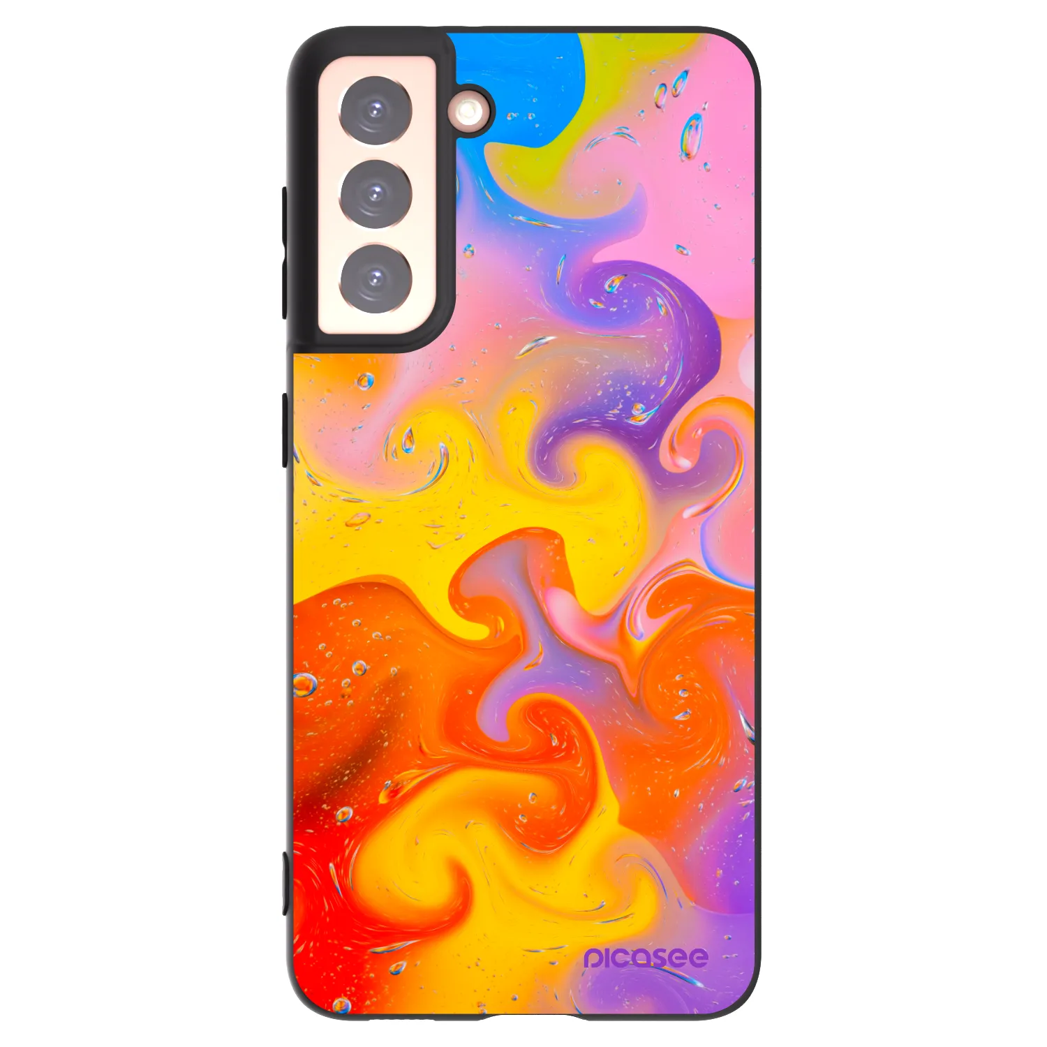 Picasee crna silikonska maskica za Samsung Galaxy S21 5G G991B - Bubbles