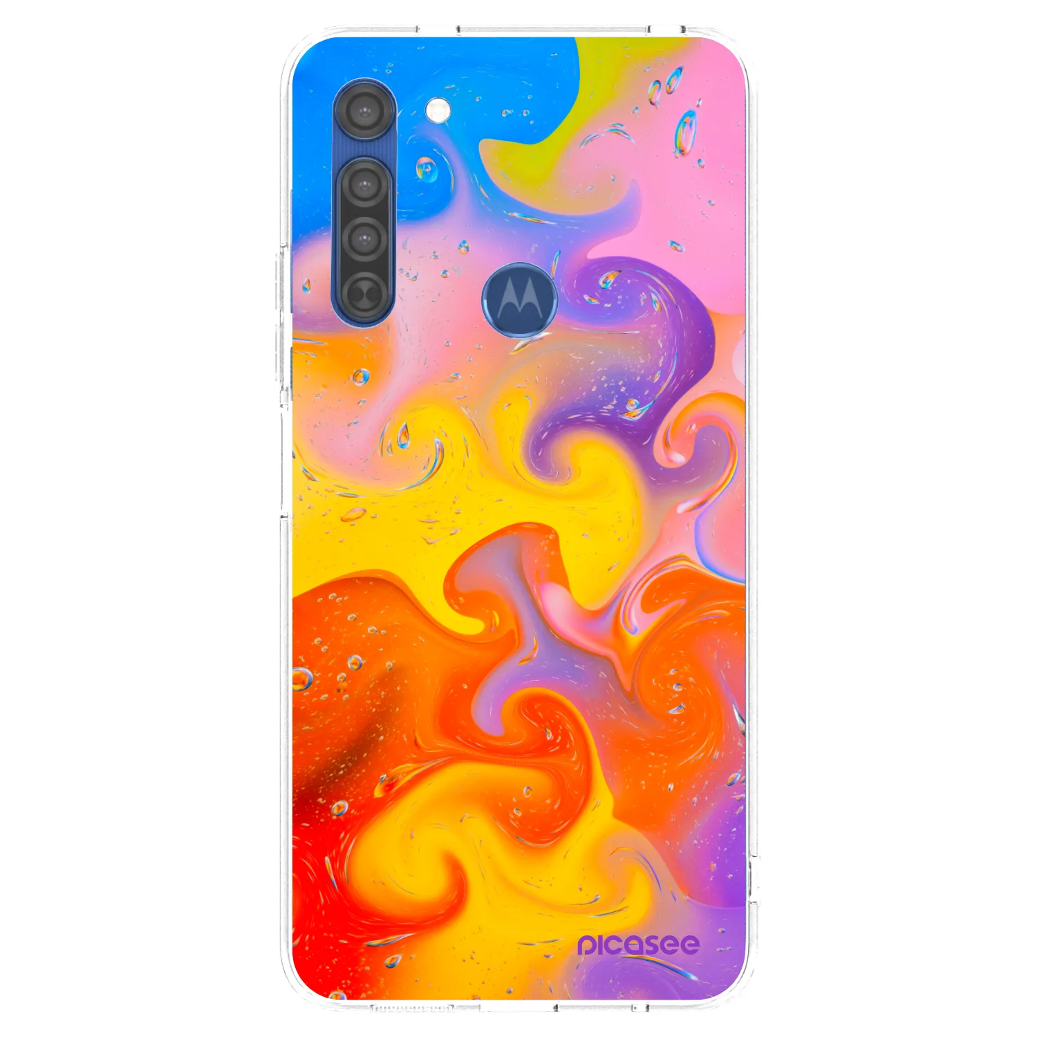 Picasee silikonska prozirna maskica za Motorola Moto G8 - Bubbles