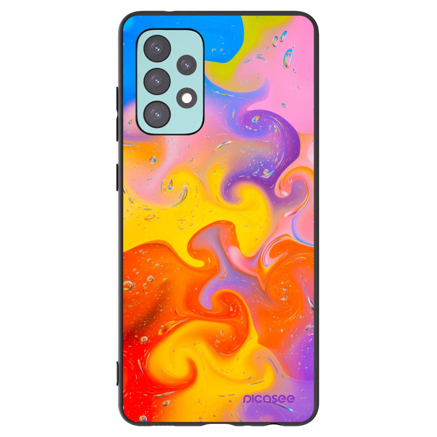 Picasee crna silikonska maskica za Samsung Galaxy A72 A725F - Bubbles