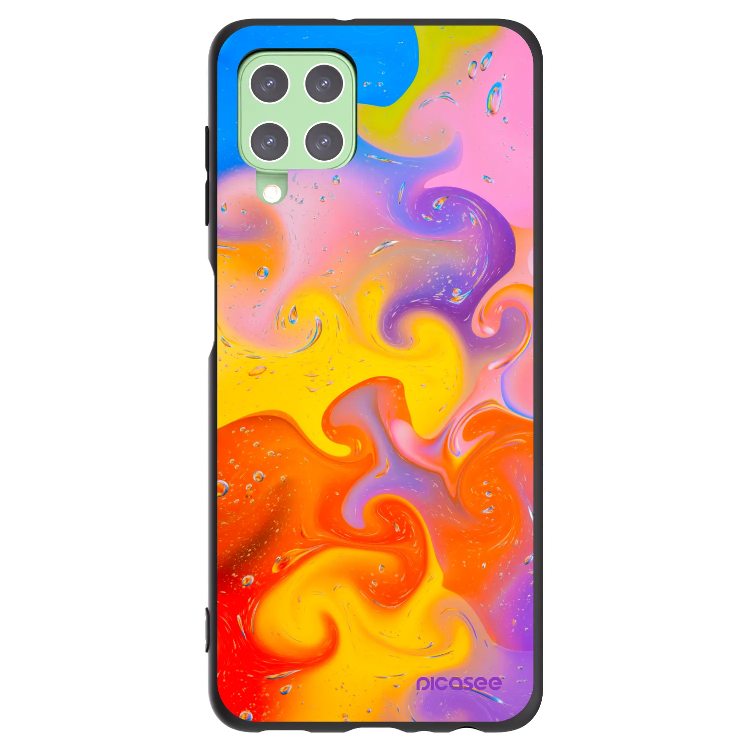 Picasee crna silikonska maskica za Samsung Galaxy A22 A225F 4G - Bubbles