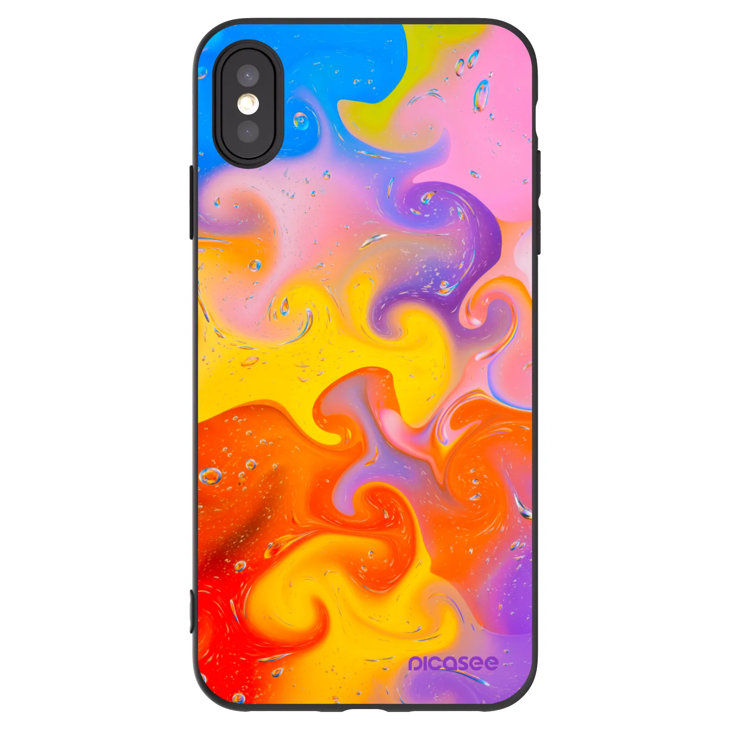 Picasee crna silikonska maskica za Apple iPhone XS Max - Bubbles