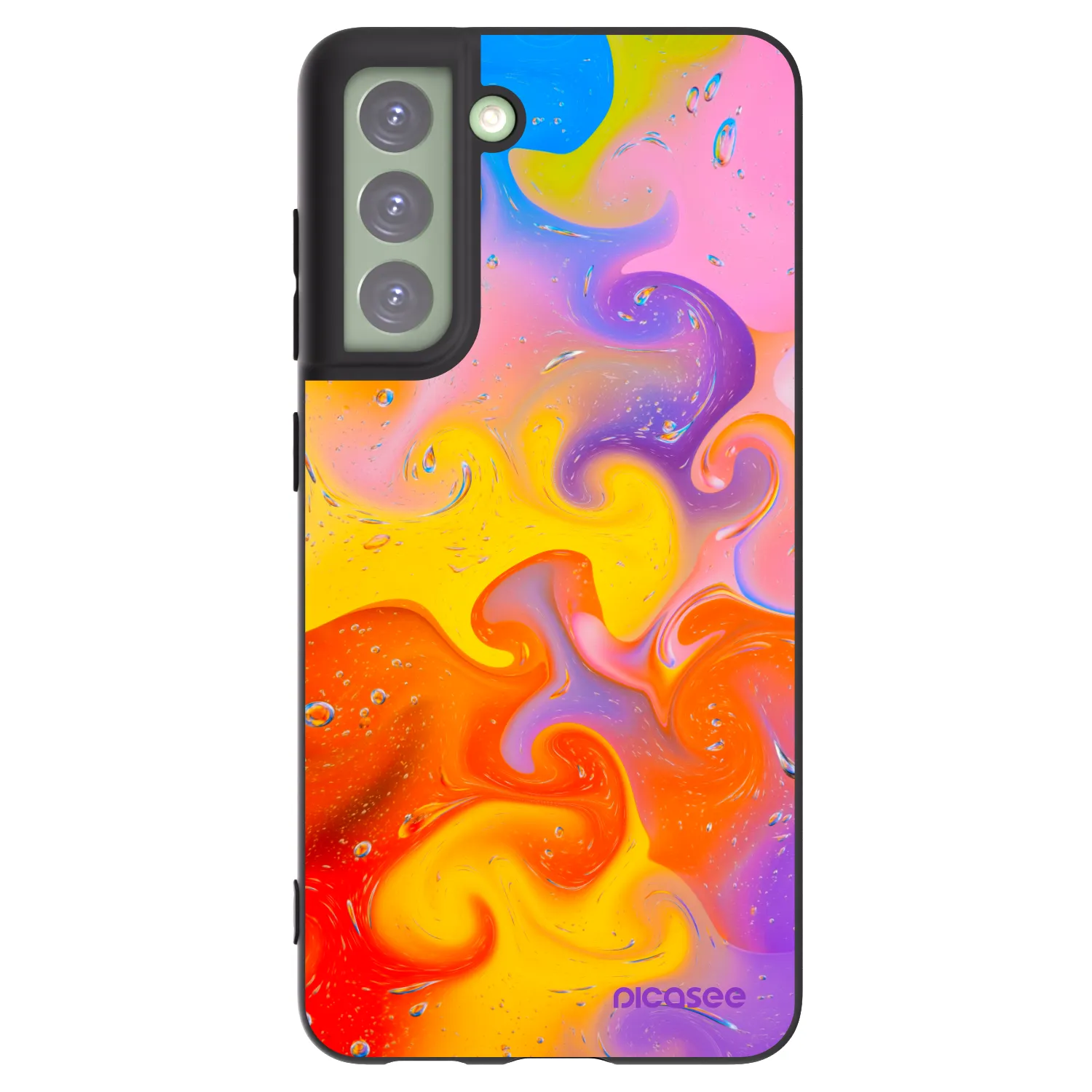 Picasee crna silikonska maskica za Samsung Galaxy S21 FE 5G - Bubbles