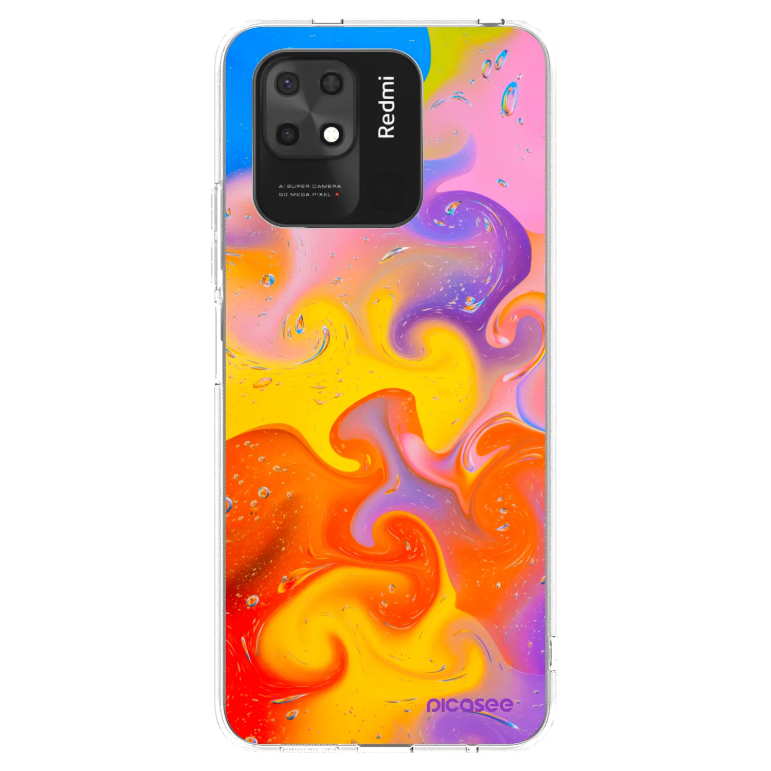 Picasee silikonska prozirna maskica za Xiaomi Redmi 10C - Bubbles