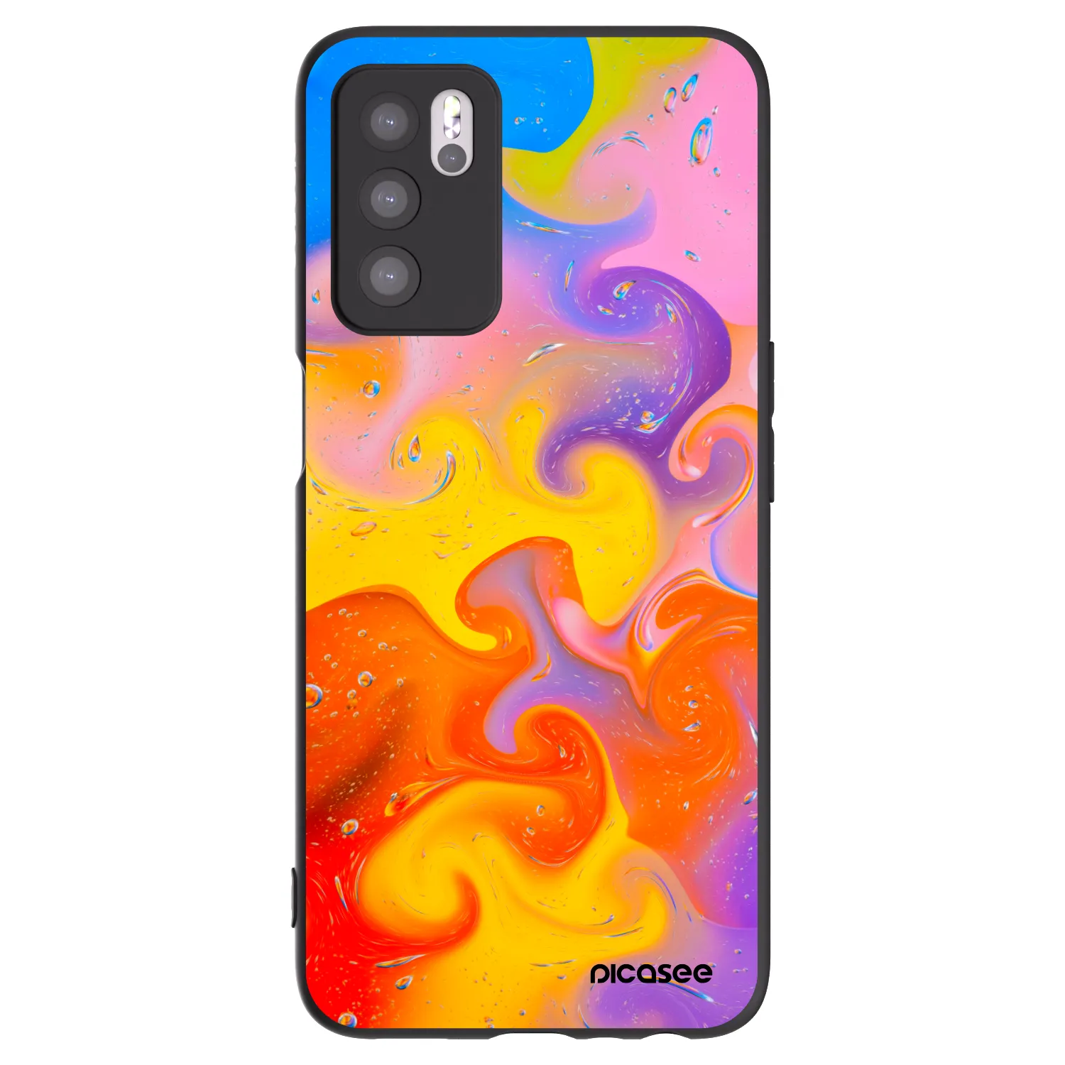 Picasee crna silikonska maskica za OPPO A16s - Bubbles