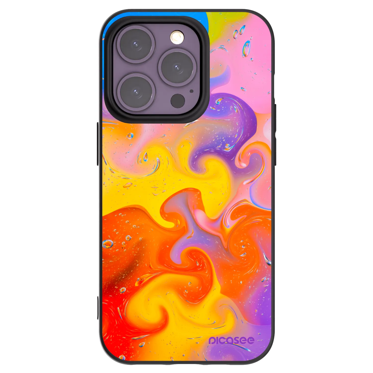 Picasee crna silikonska maskica za Apple iPhone 14 Pro - Bubbles