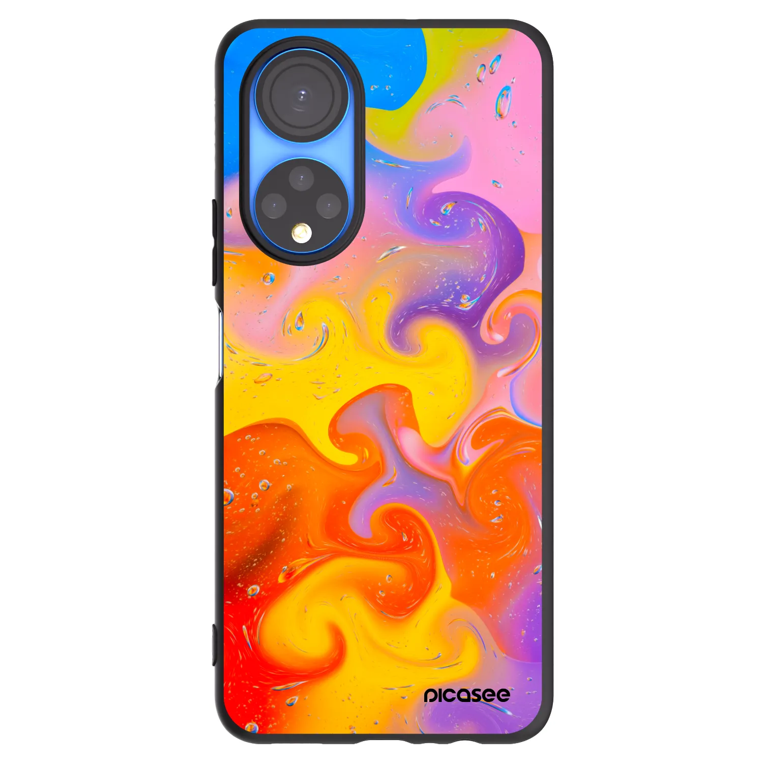 Picasee crna silikonska maskica za Honor X7 - Bubbles