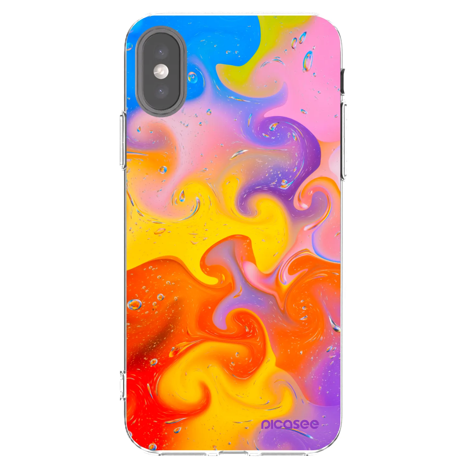 Picasee silikonska prozirna maskica za Apple iPhone X/XS - Bubbles