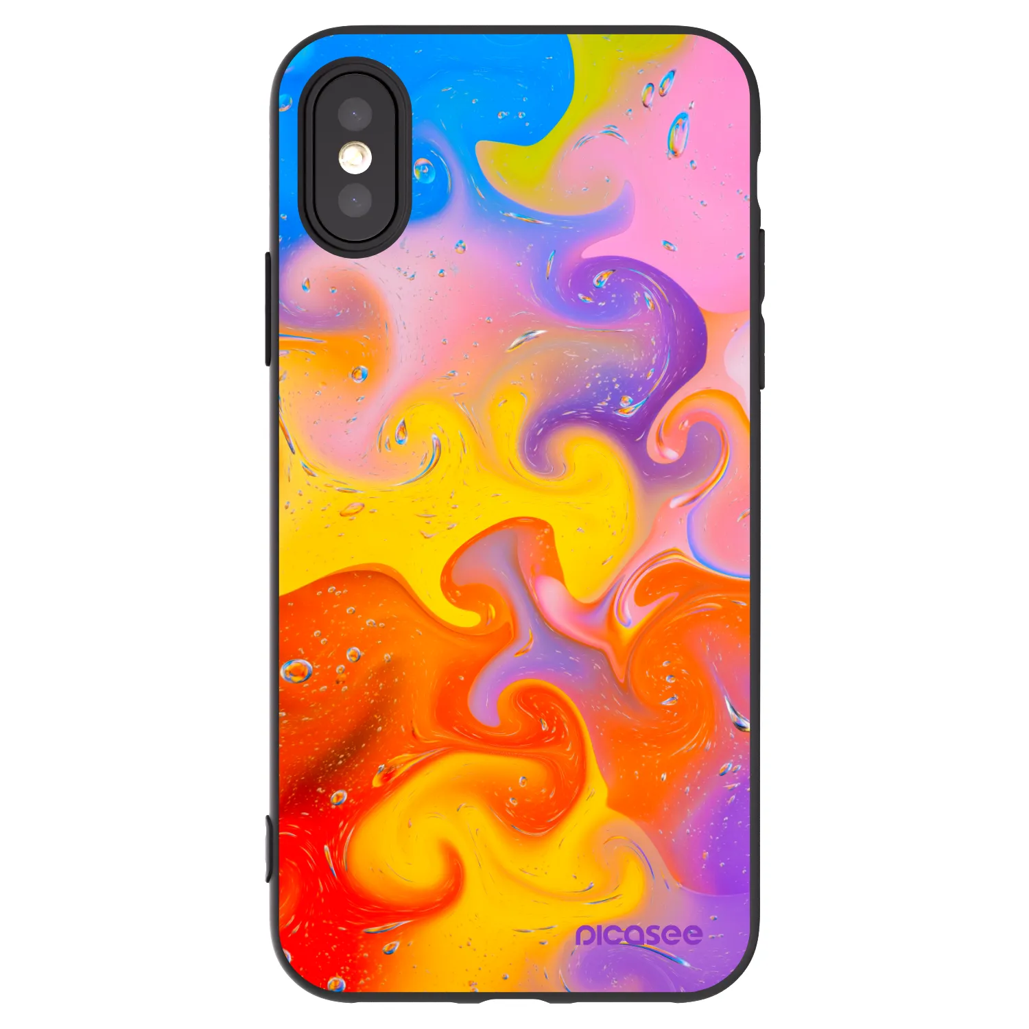 Picasee crna silikonska maskica za Apple iPhone X/XS - Bubbles