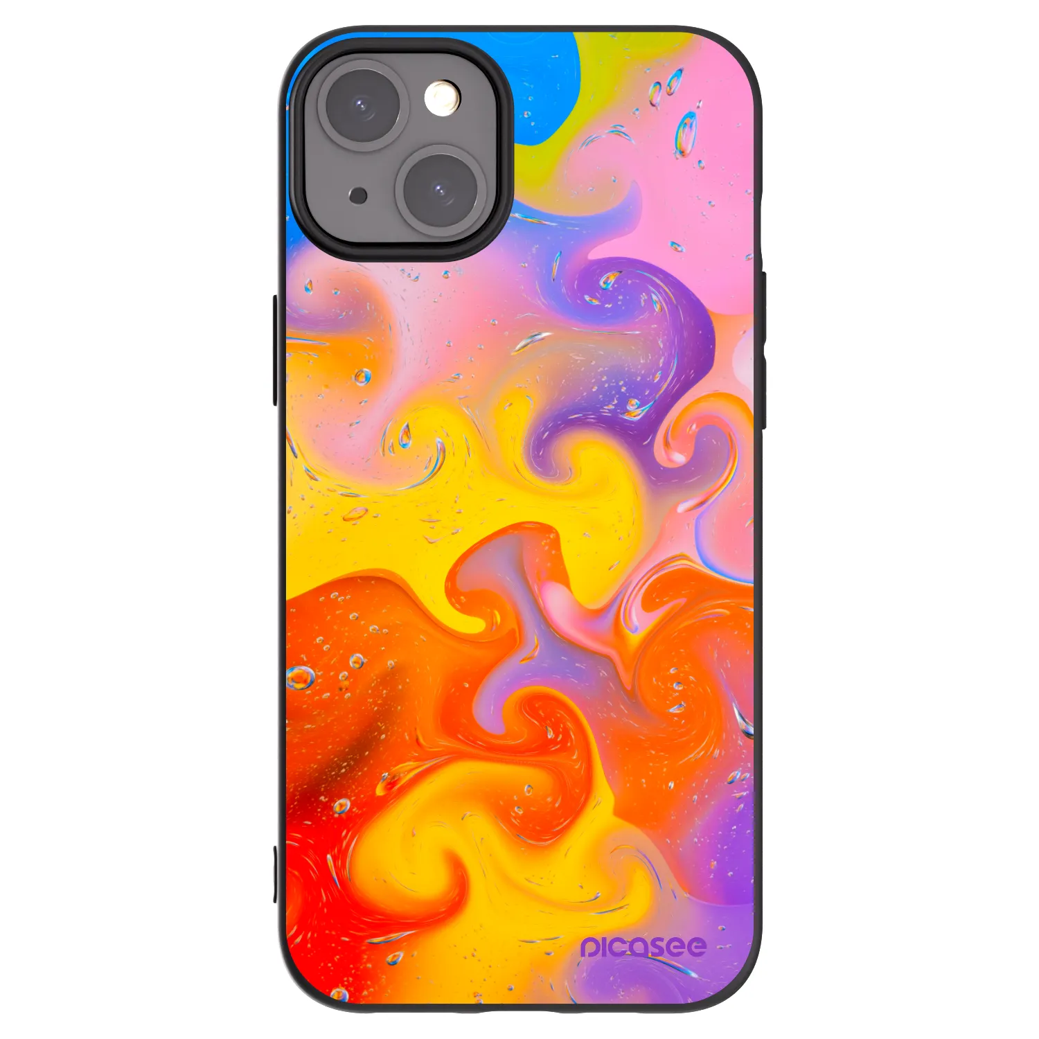Picasee crna silikonska maskica za Apple iPhone 15 Plus - Bubbles