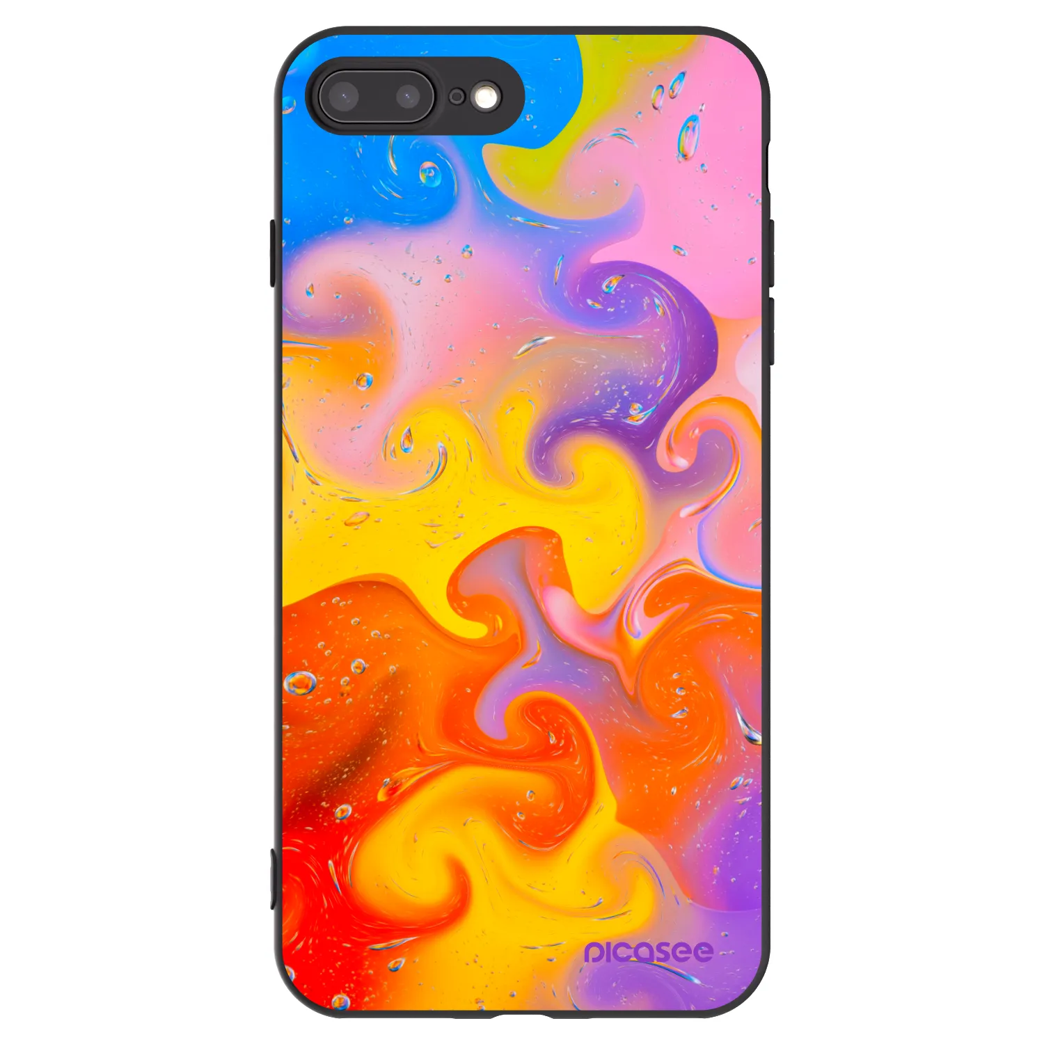Picasee crna silikonska maskica za Apple iPhone 7 Plus - Bubbles