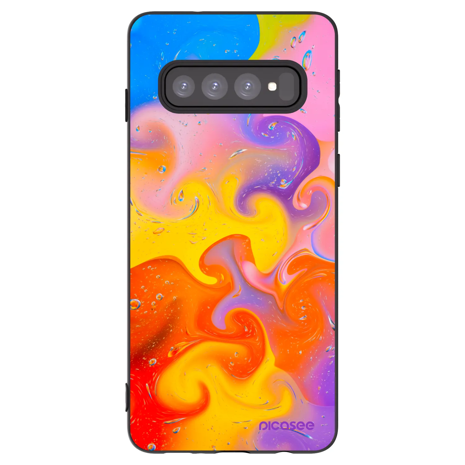 Picasee crna silikonska maskica za Samsung Galaxy S10 G973 - Bubbles