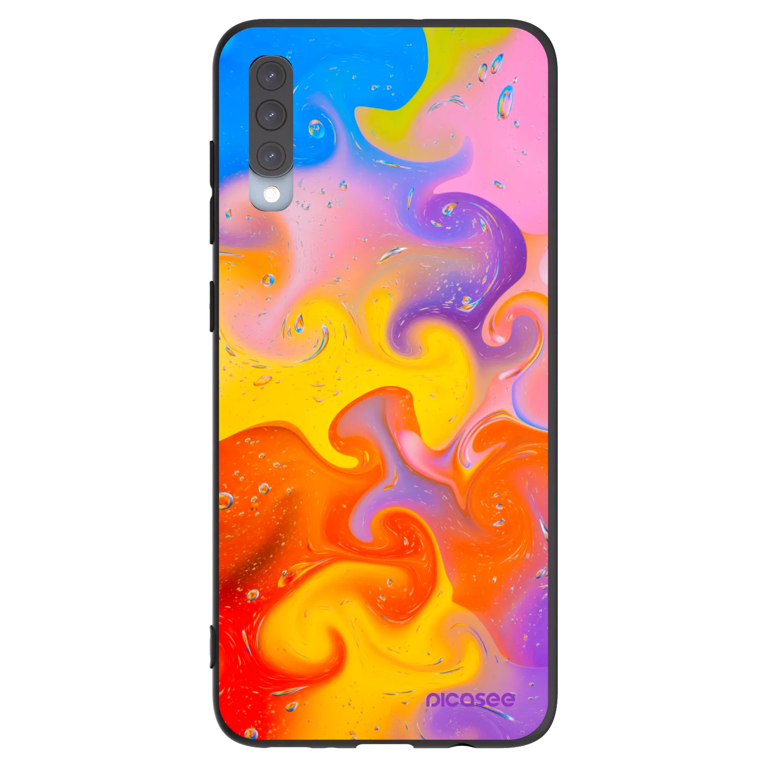 Picasee crna silikonska maskica za Samsung Galaxy A70 A705F - Bubbles