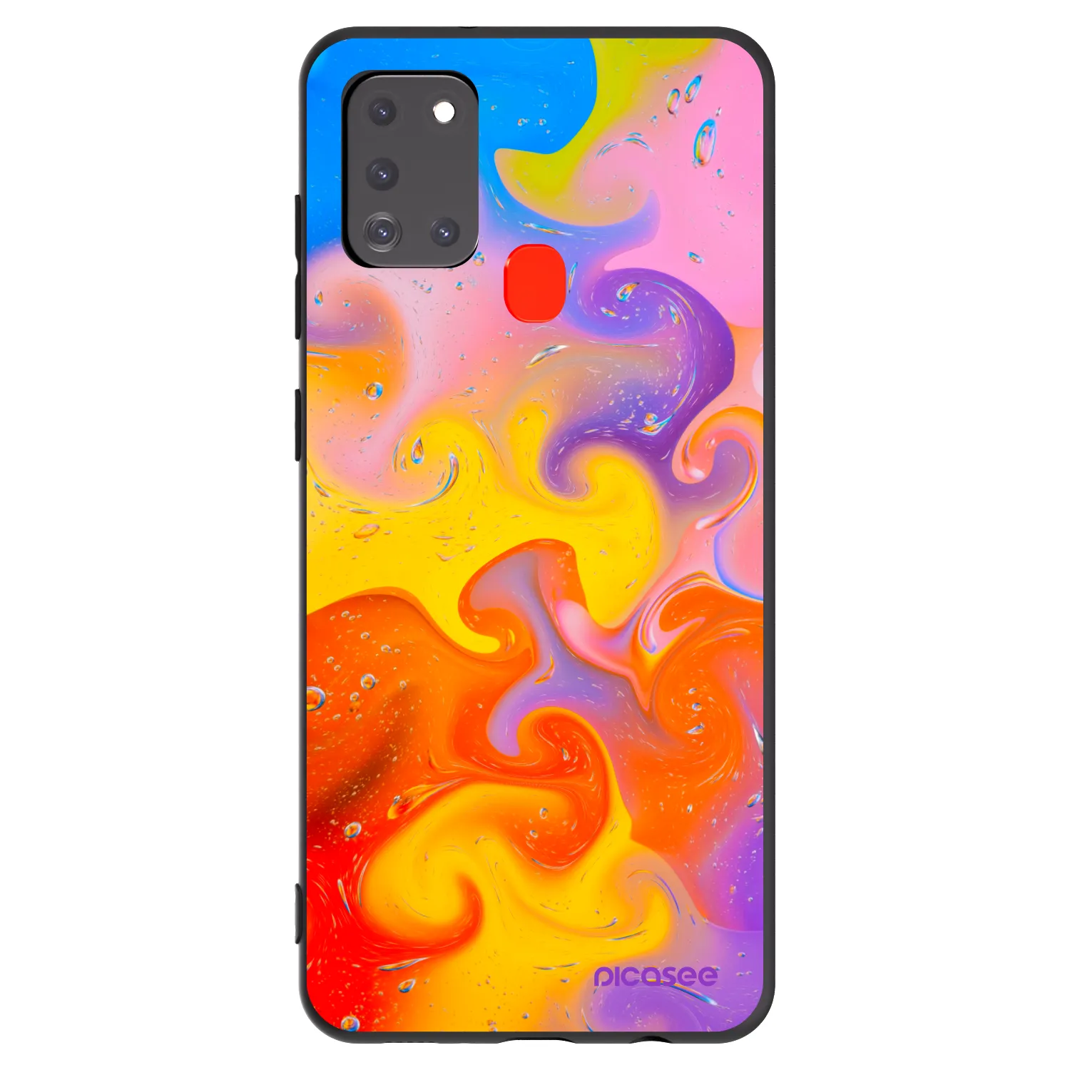 Picasee crna silikonska maskica za Samsung Galaxy A21s - Bubbles