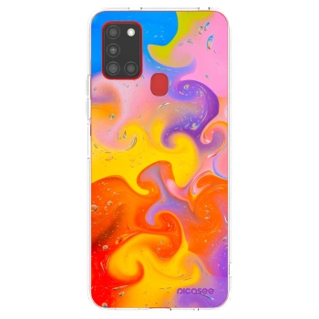 Picasee silikonska prozirna maskica za Samsung Galaxy A21s - Bubbles