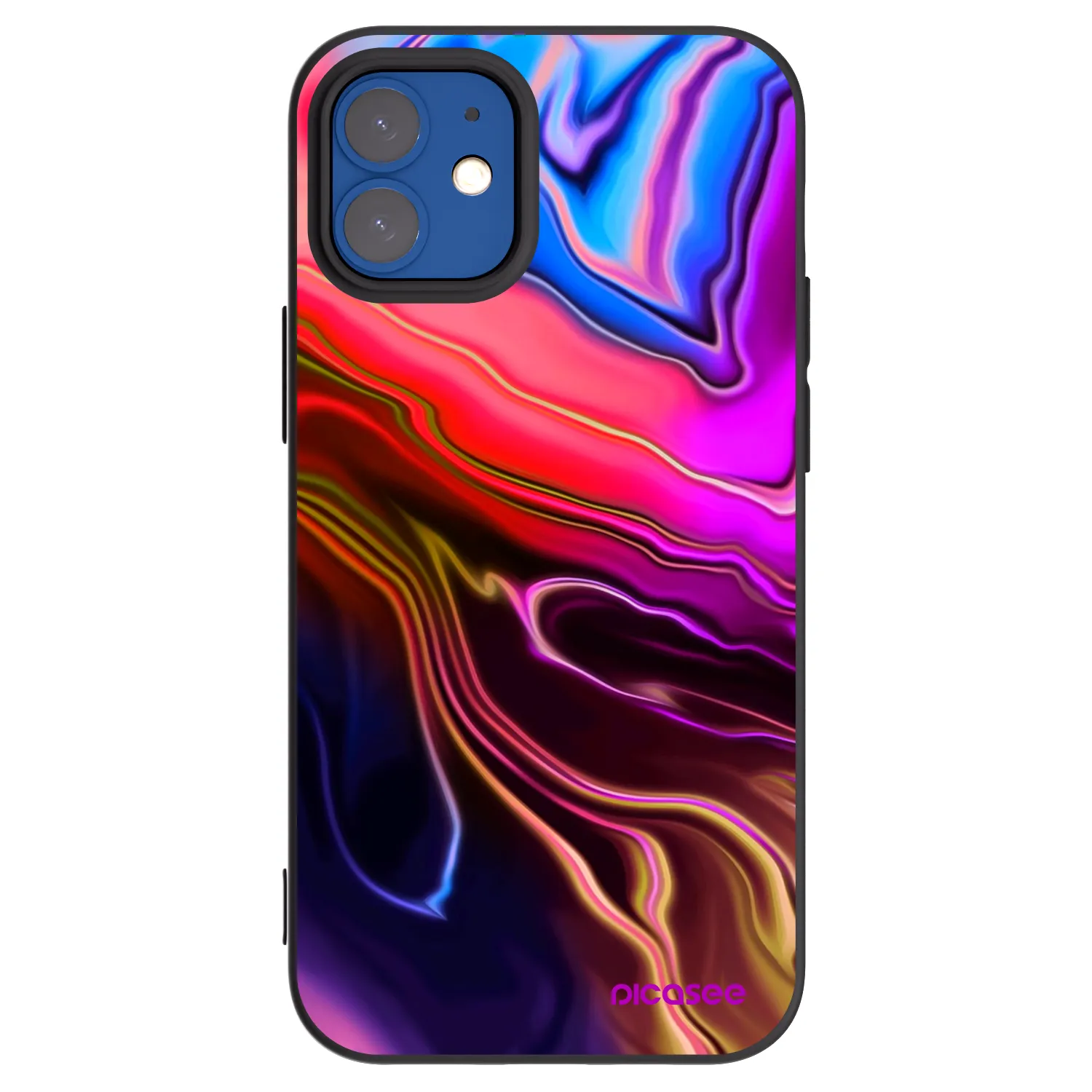 Picasee crna silikonska maskica za Apple iPhone 12 mini - Electric