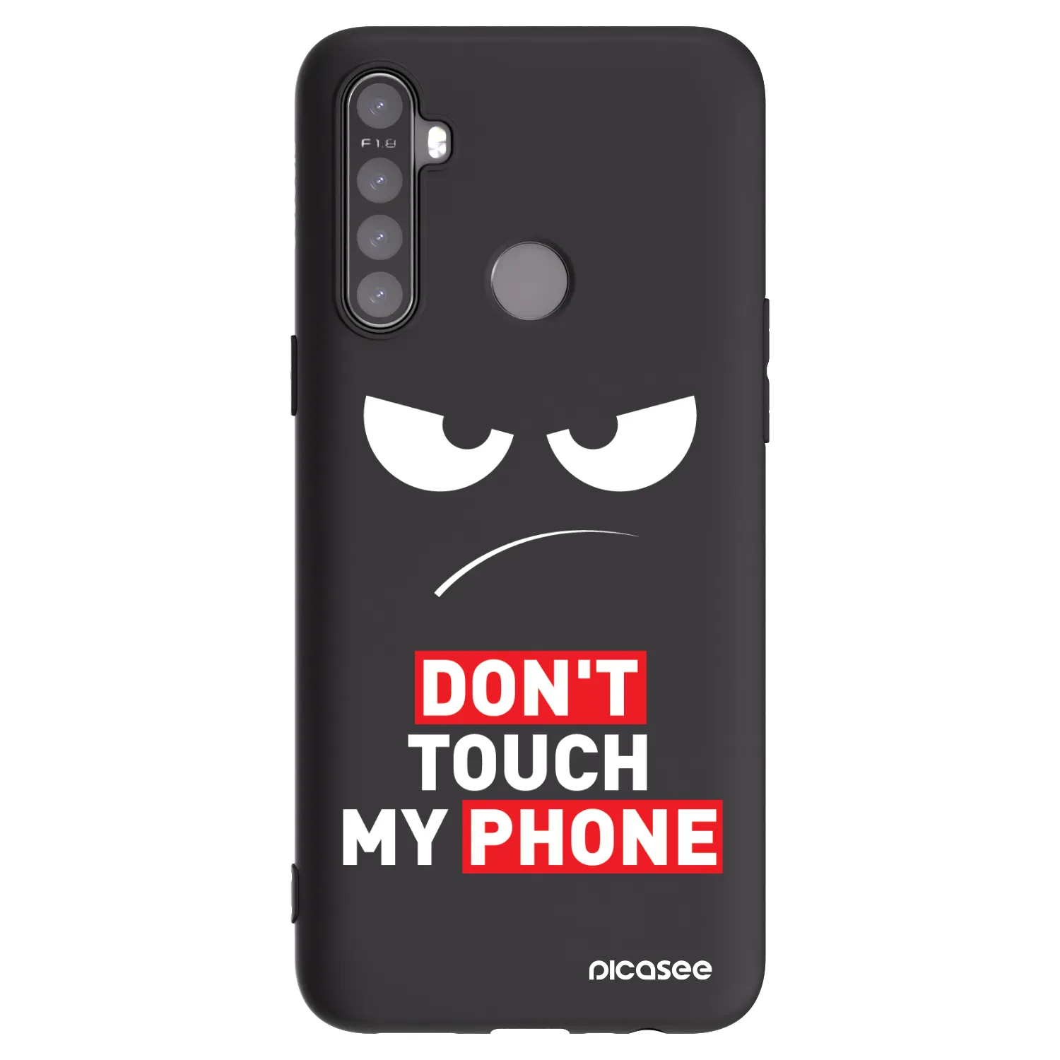 Picasee crna silikonska maskica za Realme 5 - Angry Eyes - Transparent