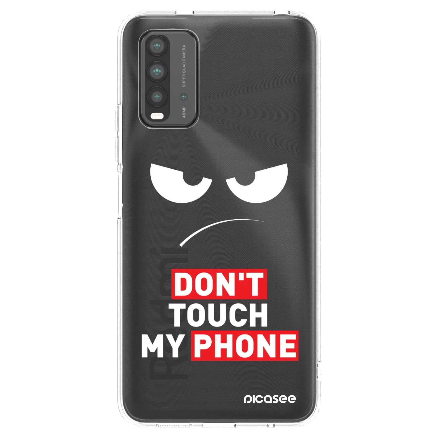 Picasee crna silikonska maskica za Xiaomi Redmi 9T - Angry Eyes - Transparent