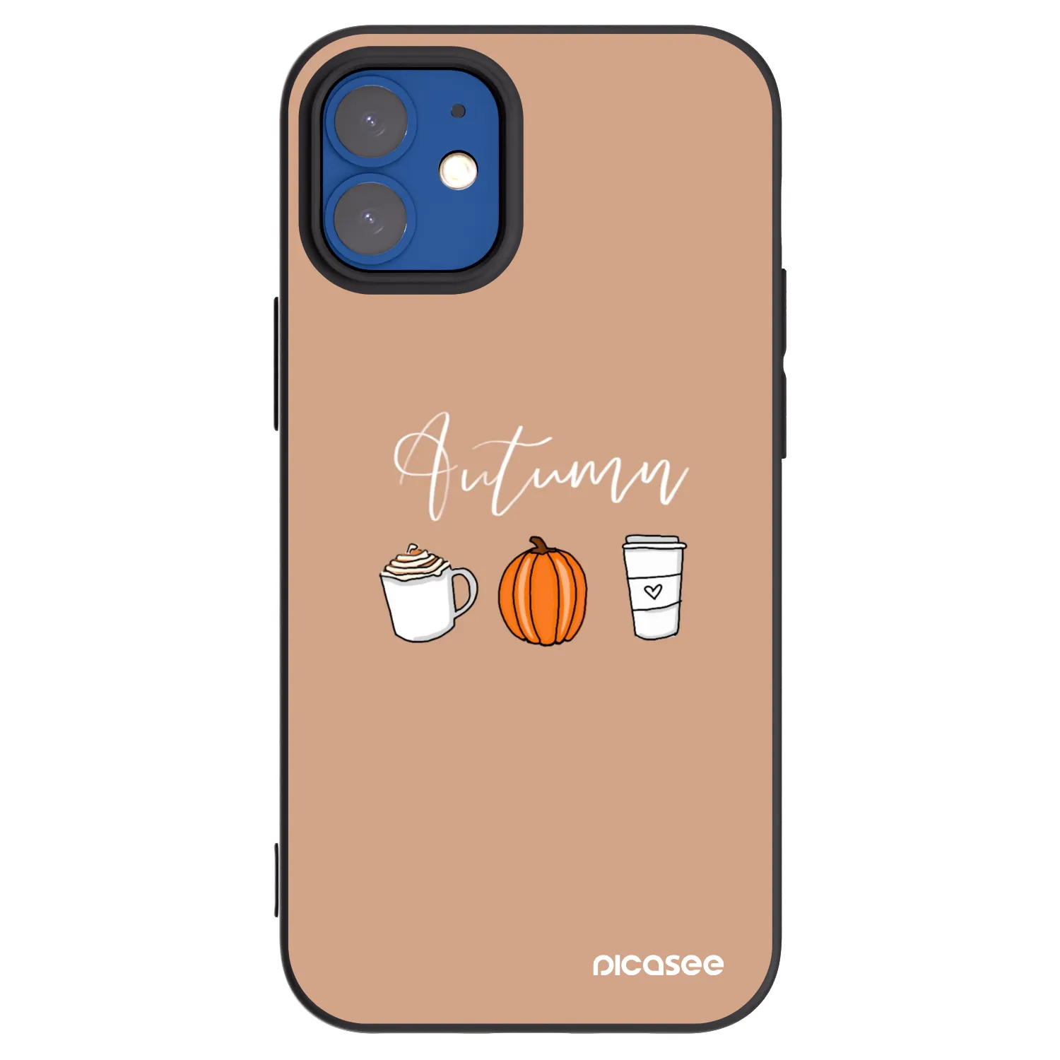 Picasee crna silikonska maskica za Apple iPhone 12 mini - Autumn