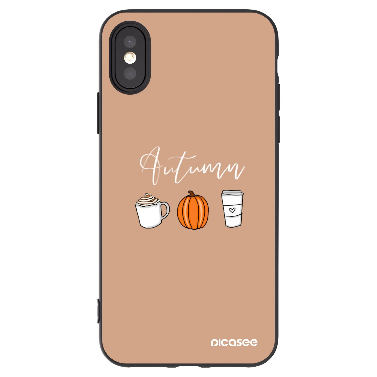 Picasee crna silikonska maskica za Apple iPhone X/XS - Autumn