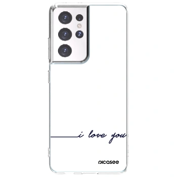 Picasee silikonska prozirna maskica za Samsung Galaxy S21 Ultra 5G G998B - I love you